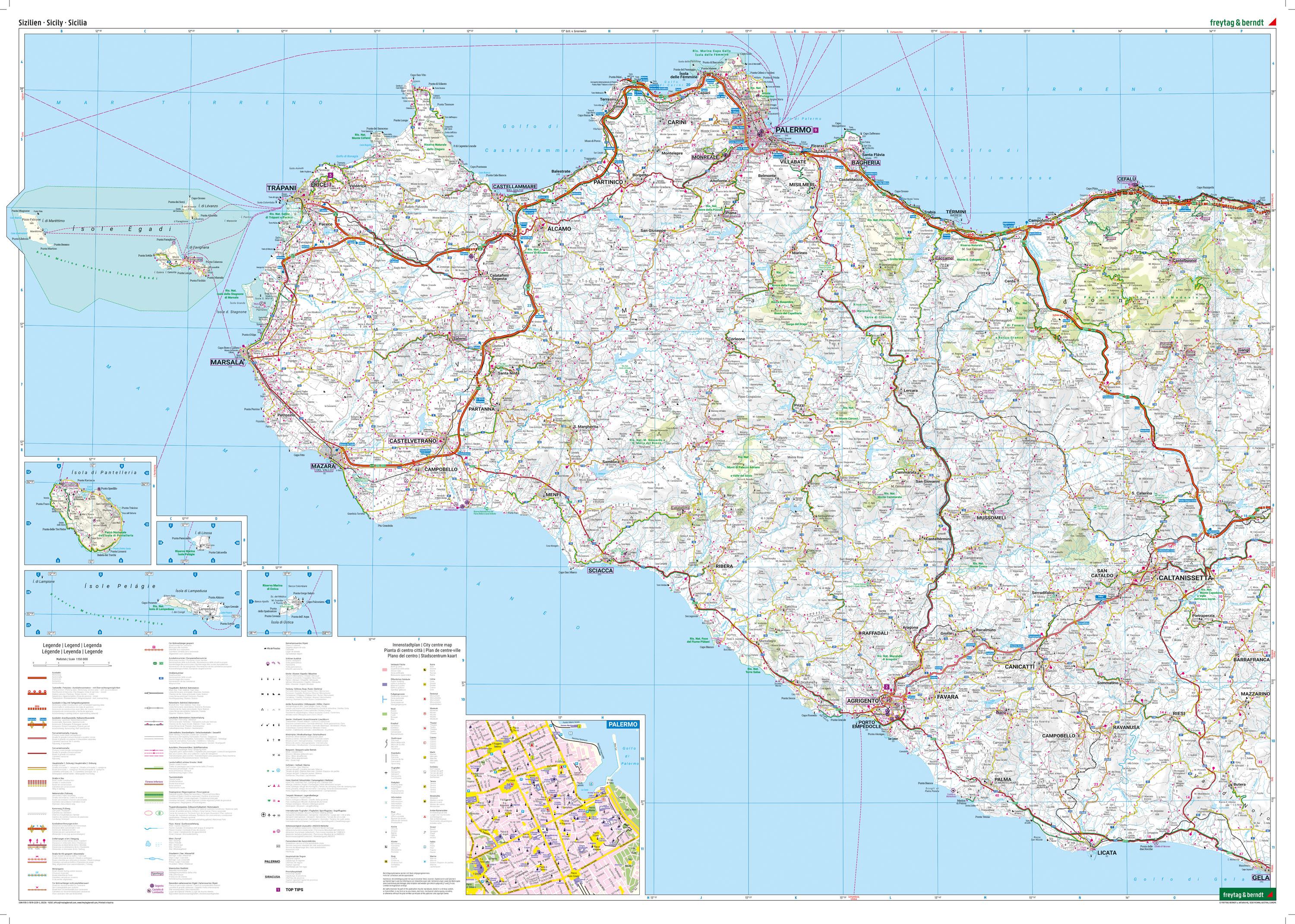 Beispielinhalt (Bild) Sizilien, Straßen- und Freizeitkarte 1:150.000, freytag & berndt