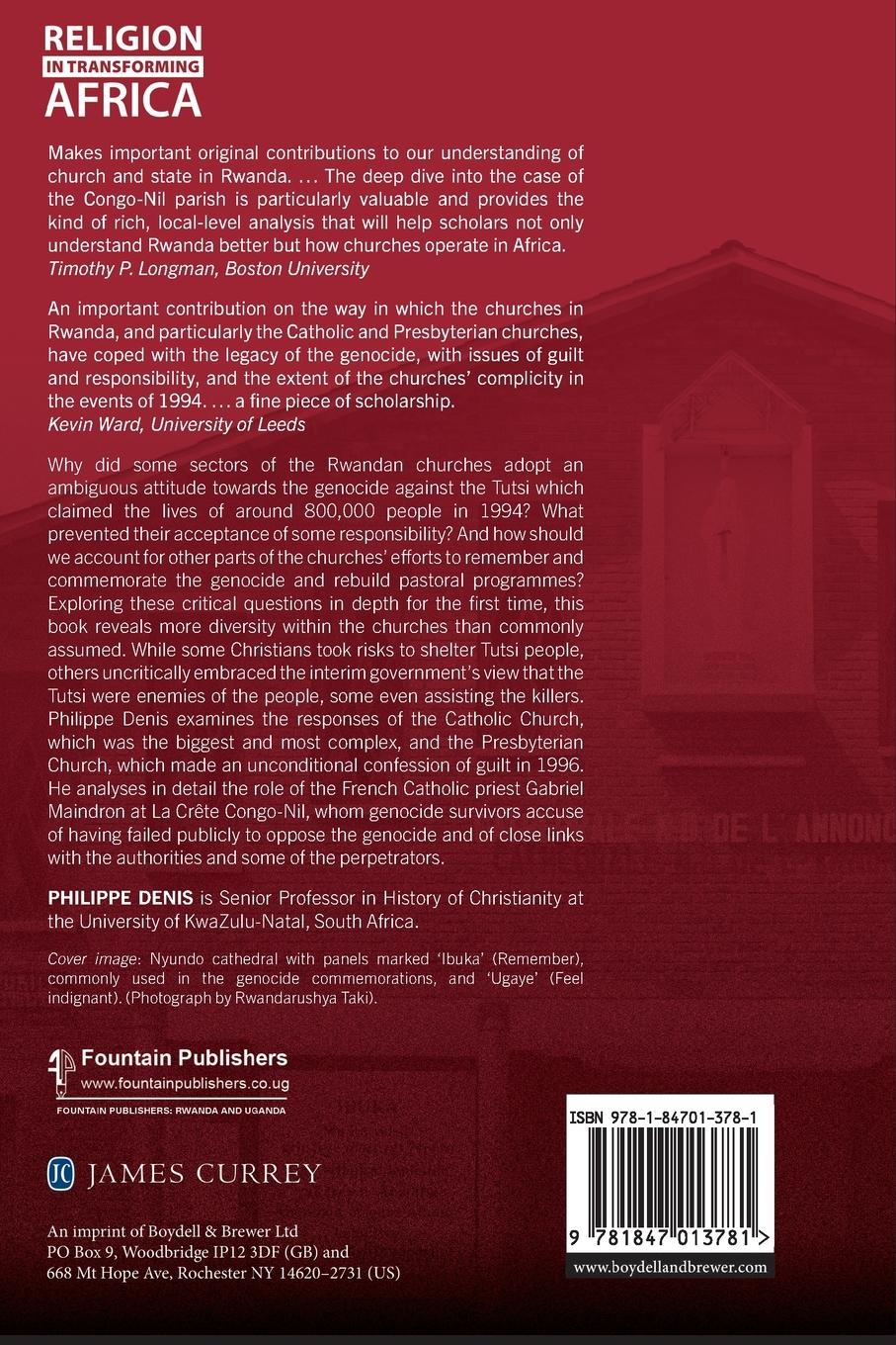 Rückseitencover The Genocide against the Tutsi, and the Rwandan Churches