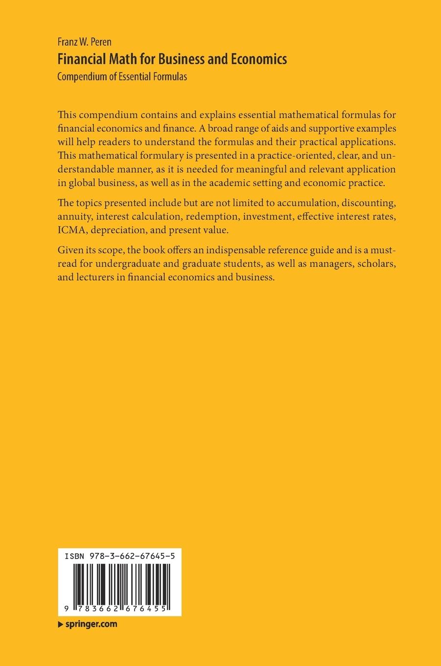 Rückseitencover Financial Math for Business and Economics