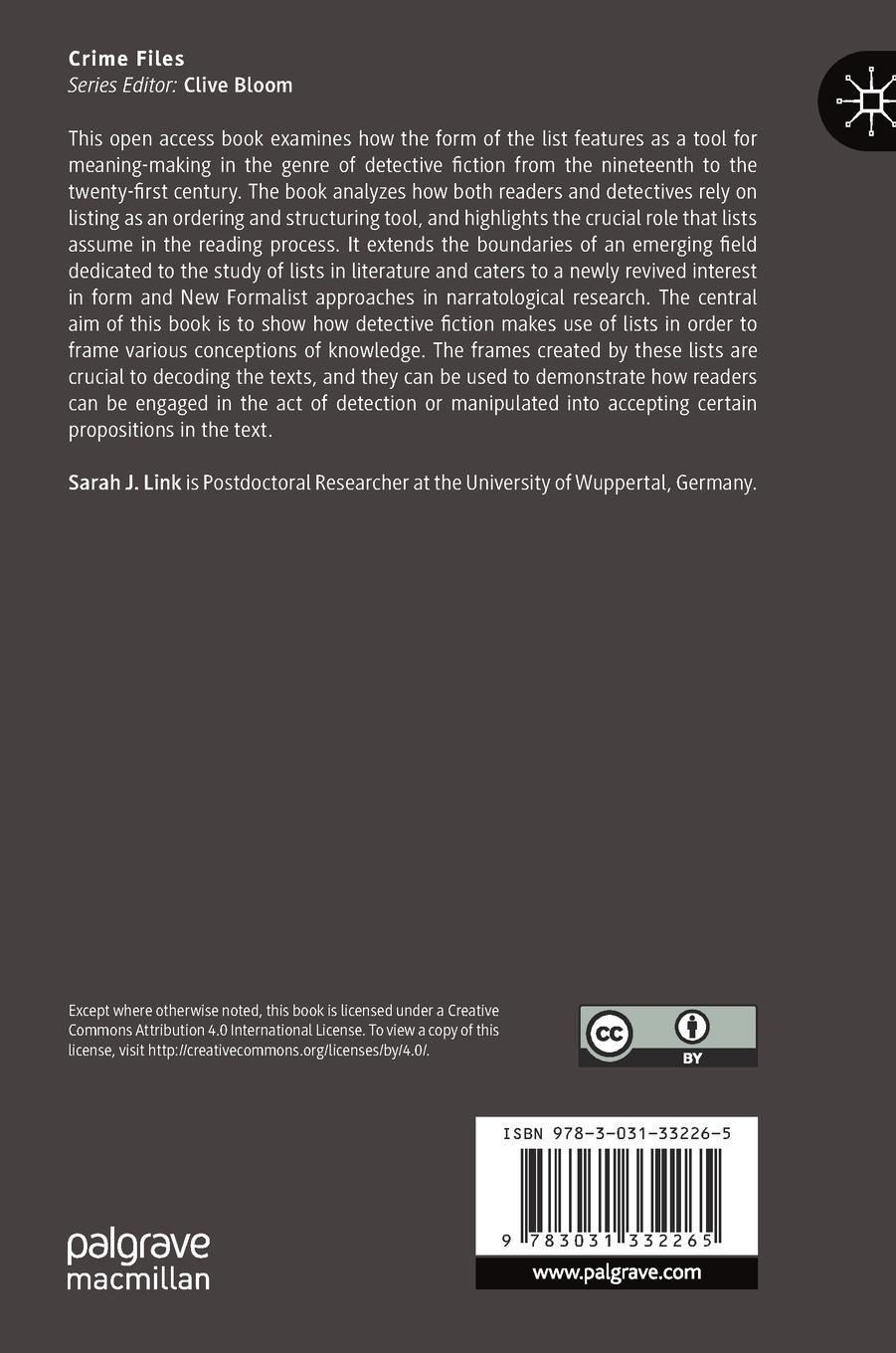 Rückseitencover A Narratological Approach to Lists in Detective Fiction