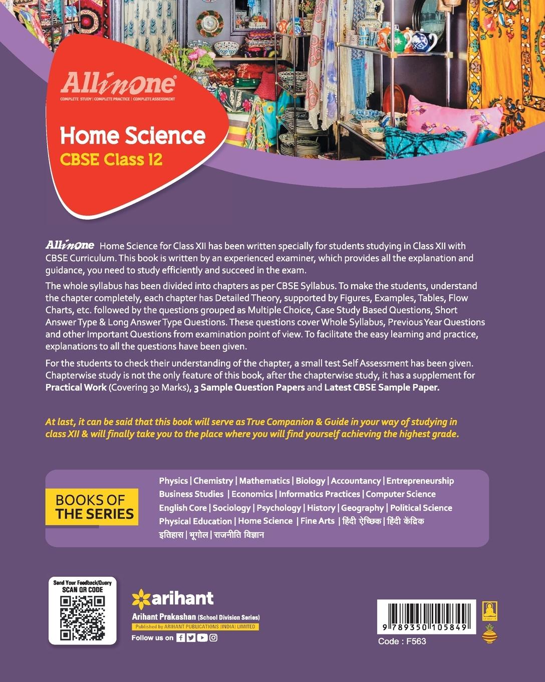 Rückseitencover All In One Class 12th Home Science for CBSE Exam 2024