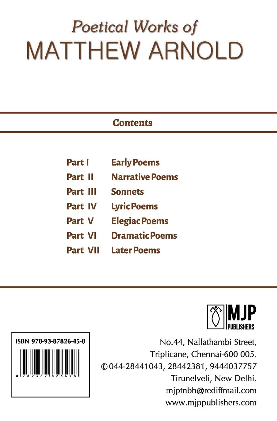 Rückseitencover POETICAL WORKS OF MATTHEW ARNOLD