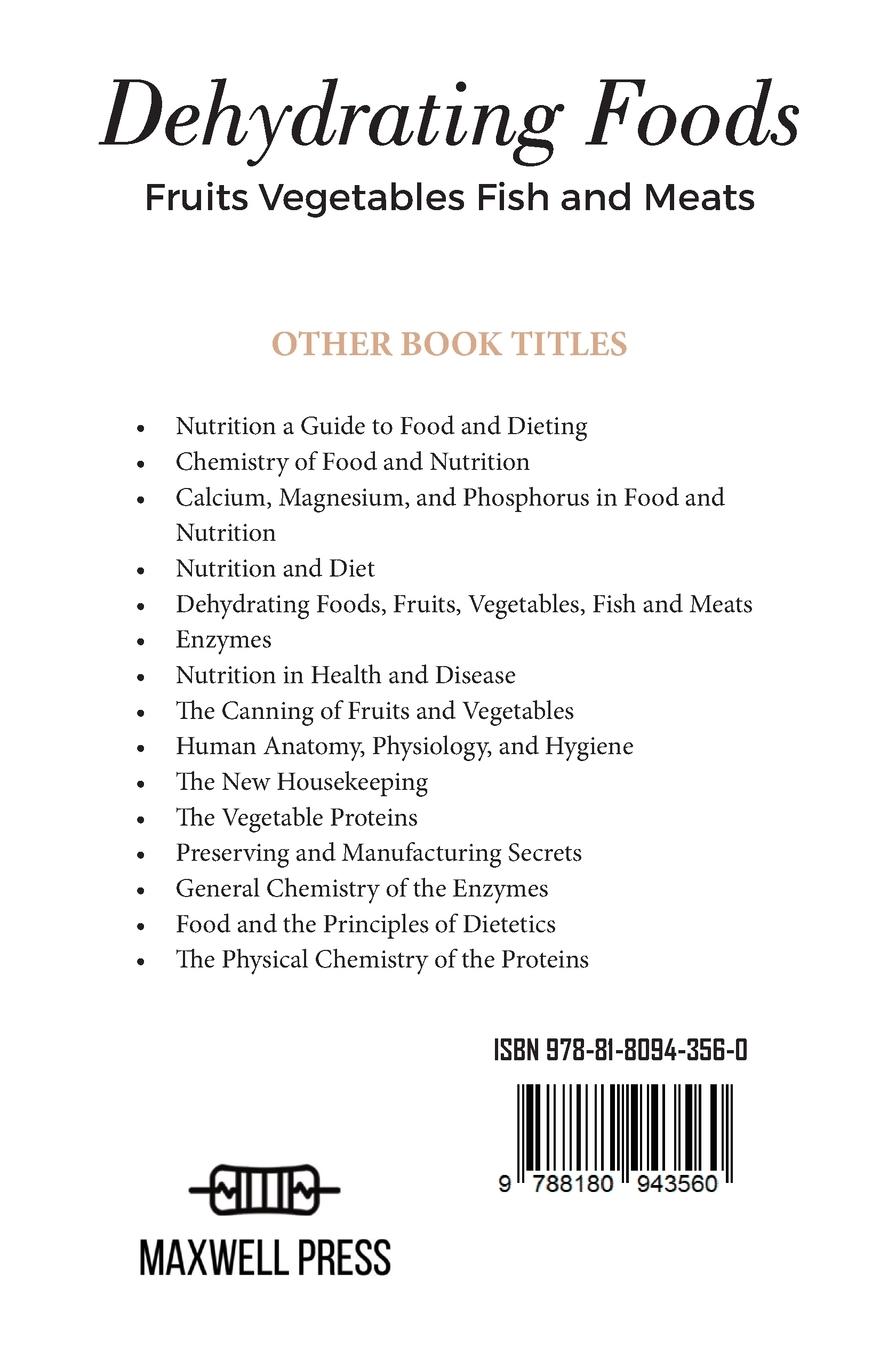Rückseitencover Dehydrating Foods Fruits Vegetables Fish and Meats