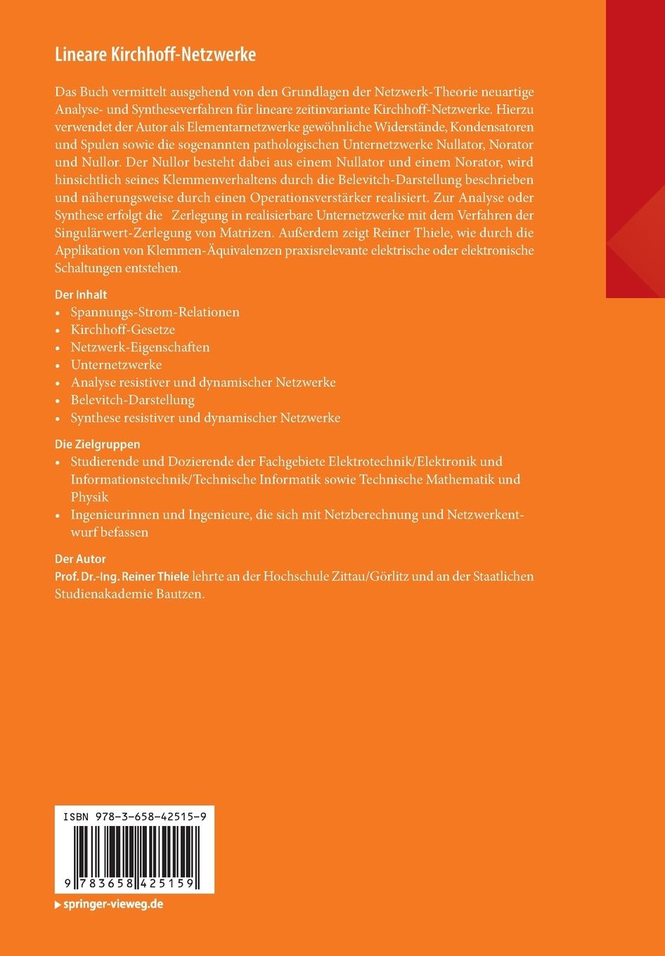 Rückseitencover Lineare Kirchhoff-Netzwerke