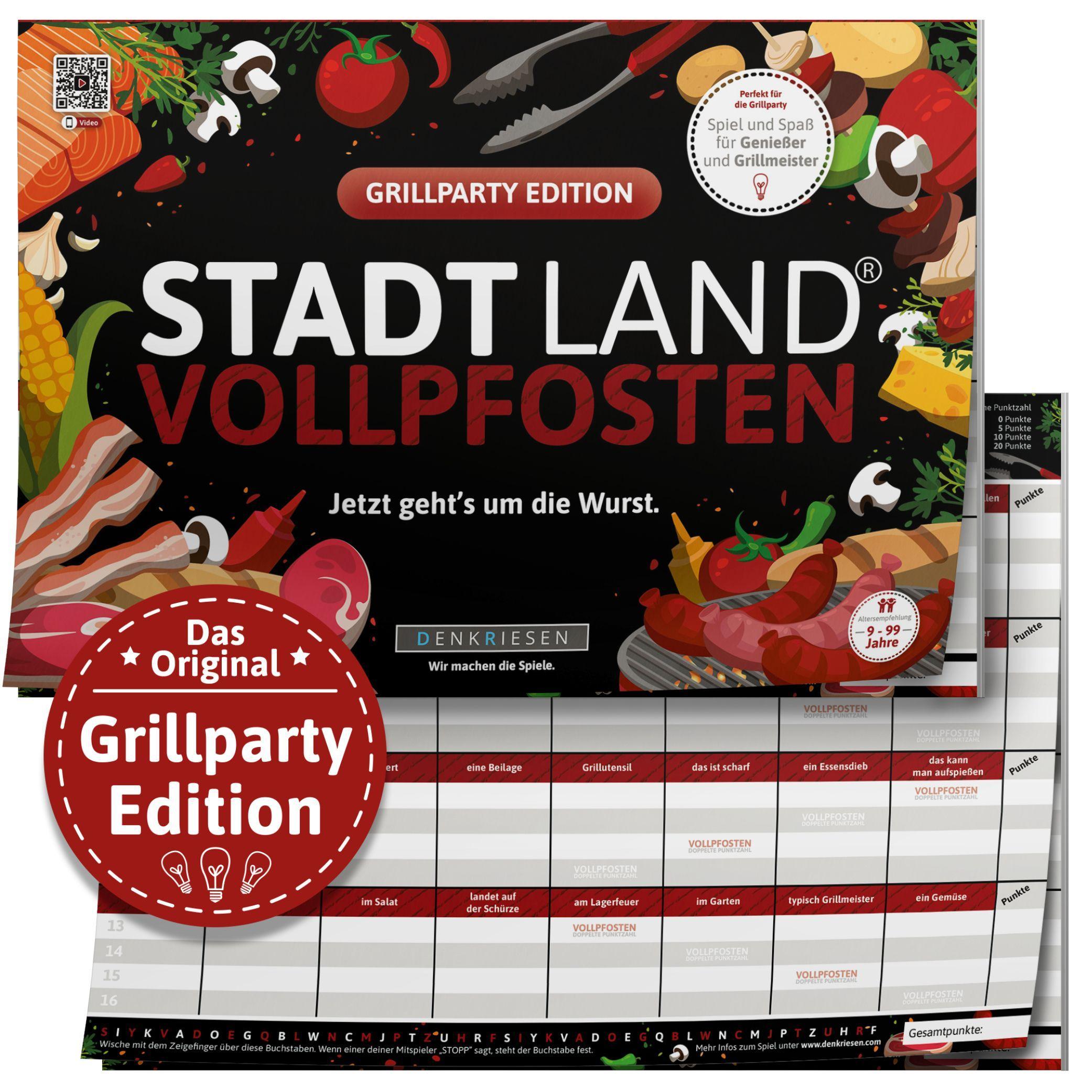 Vorderes Coverbild DENKRIESEN - STADT LAND VOLLPFOSTEN® - GRILLPARTY EDITION - "Jetzt geht's um die Wurst." - A4