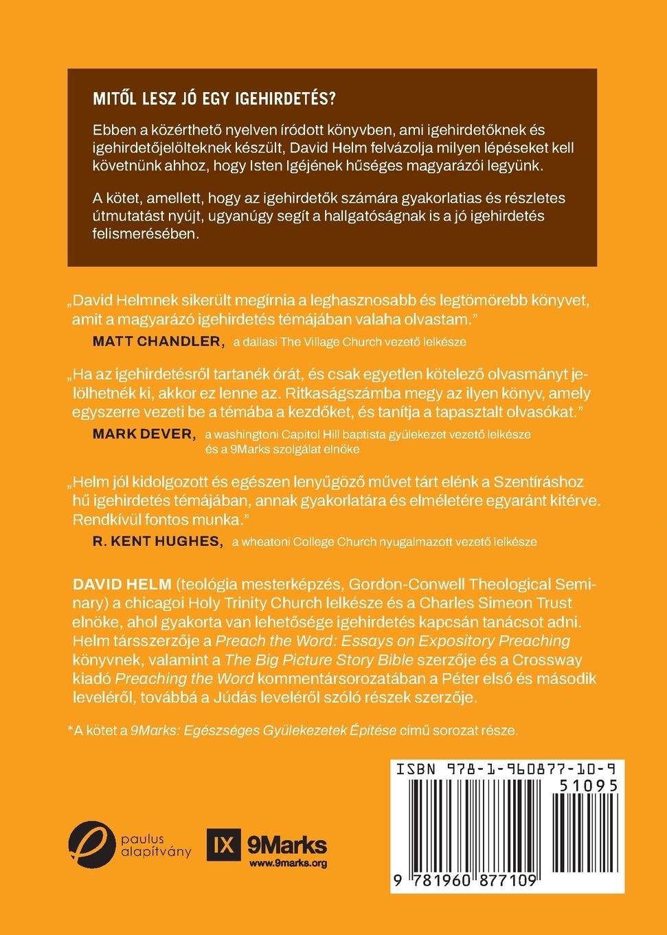 Rückseitencover Expositional Preaching / MAGYARÁZÓ IGEHIRDETÉS