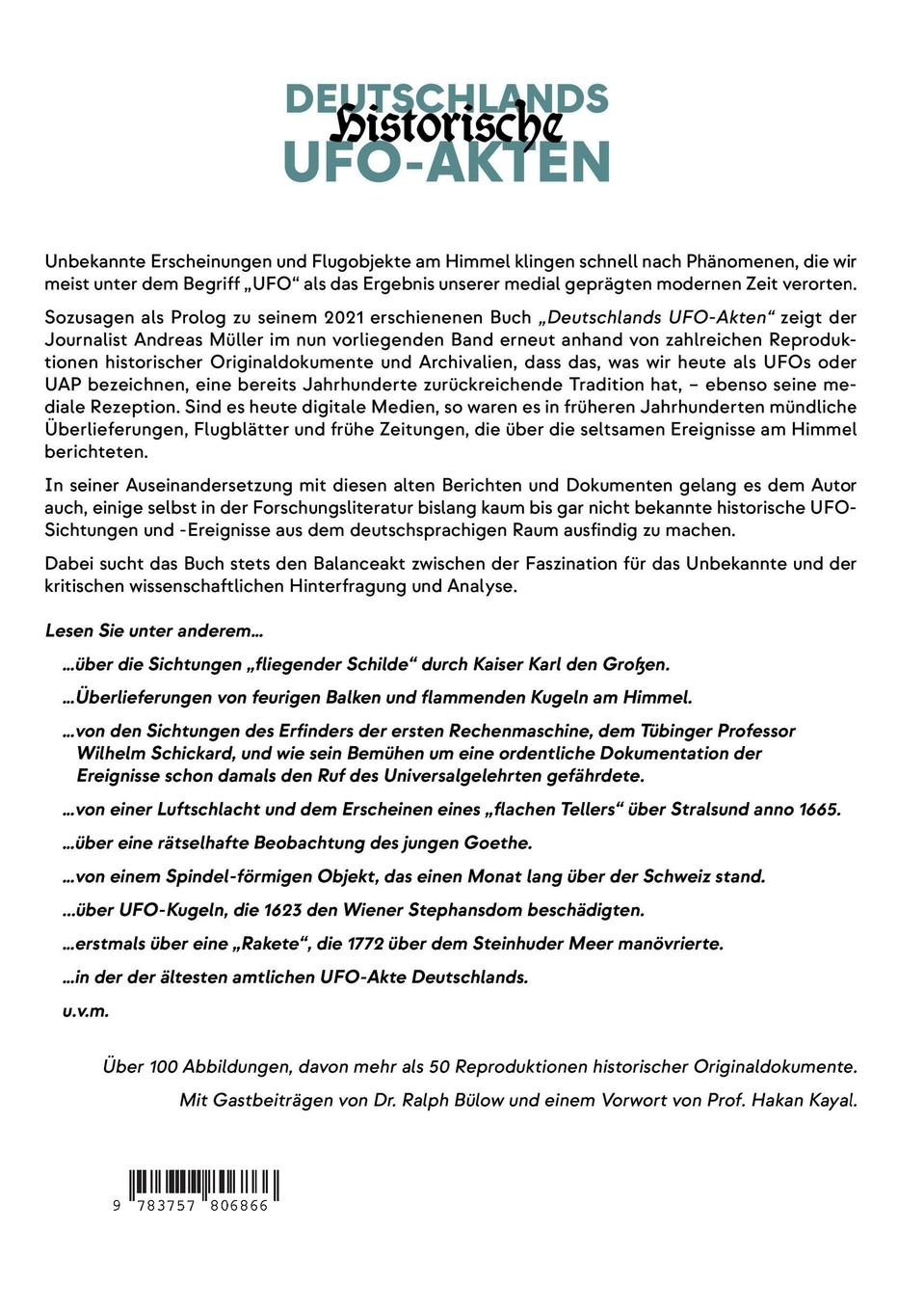 Rückseitencover Deutschlands historische UFO-Akten