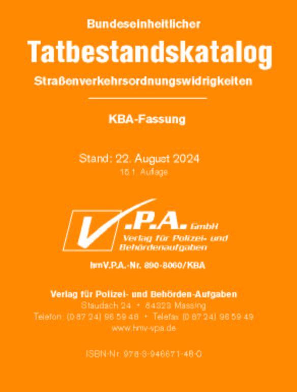 Vorderes Coverbild Bundeseinheitlicher Tatbestandskatalog KBA-Langfassung, gebunden