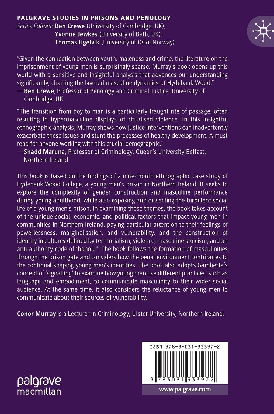 Rückseitencover Young Men, Masculinities and Imprisonment