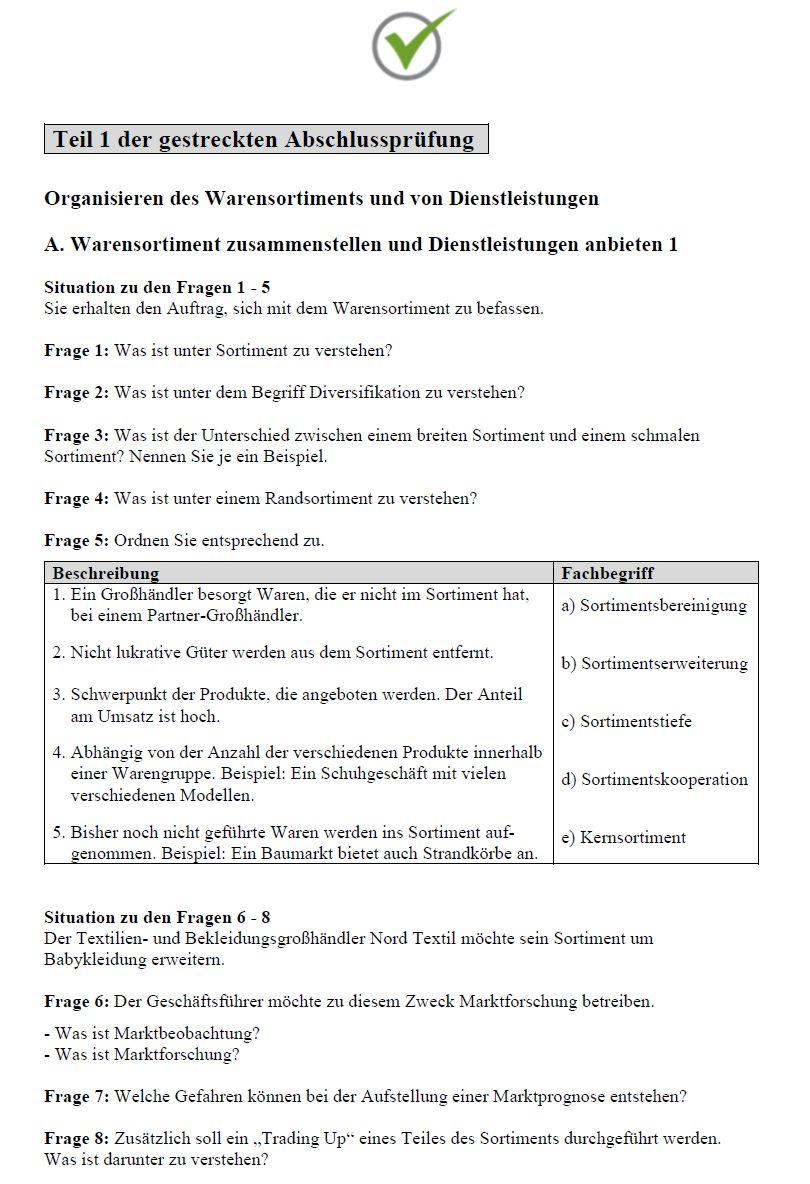 Beispielinhalt (Bild) Top Prüfung Kauffrau/Kaufmann für Groß- und Außenhandelsmanagement - Teil 1 & 2 der Abschlussprüfung