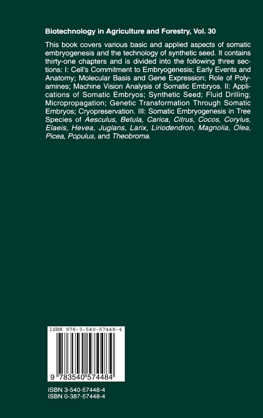 Rückseitencover Somatic Embryogenesis and Synthetic Seed I