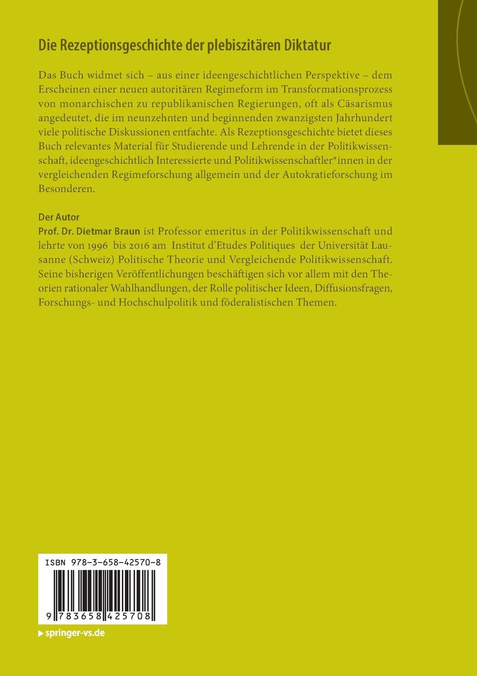 Rückseitencover Die Rezeptionsgeschichte der plebiszitären Diktatur