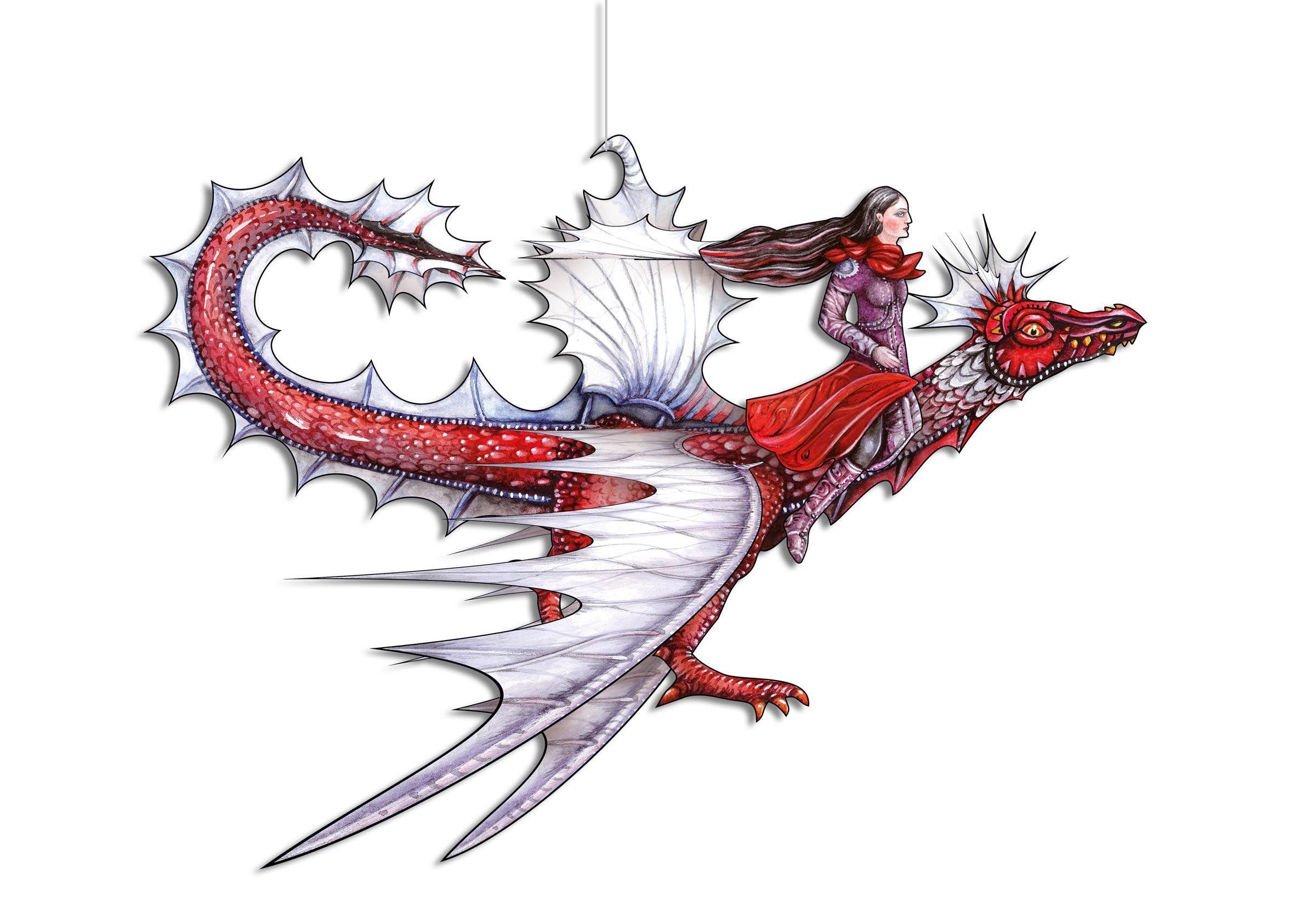 Beispielinhalt (Bild) Drachen Bastelbogen Traumfänger zum Basteln & Aufhängen aus Papier