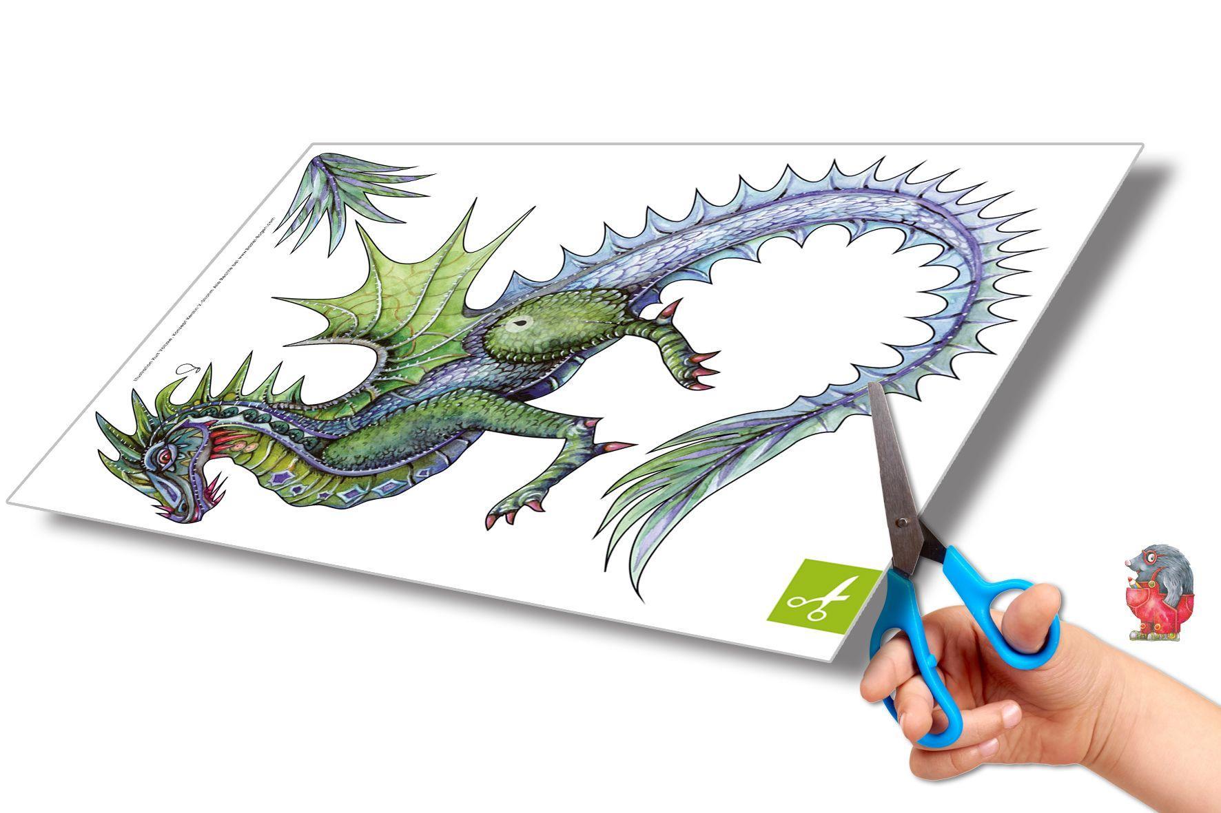 Beispielinhalt (Bild) Drachen Bastelbogen Traumfänger zum Basteln & Aufhängen aus Papier