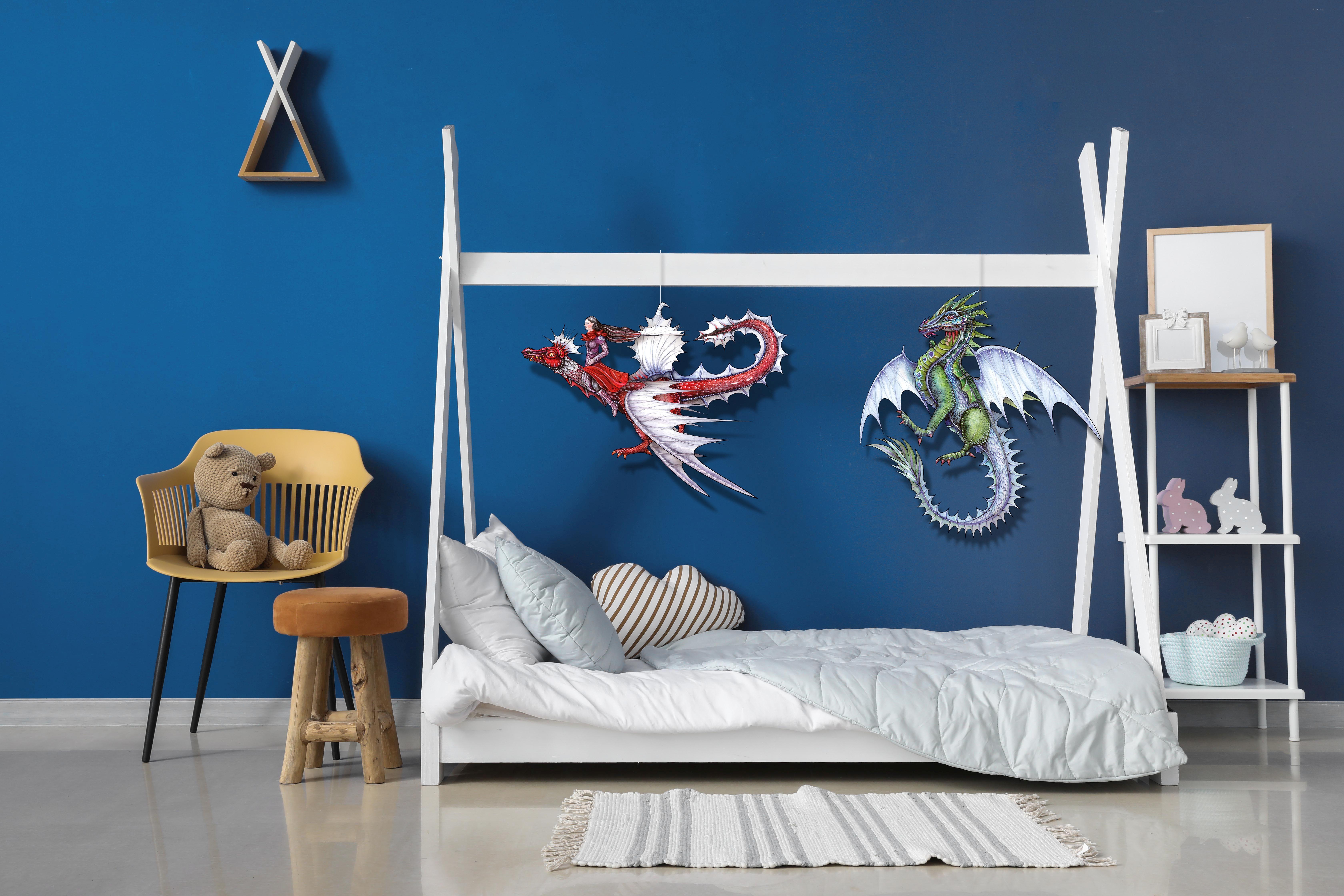 Beispielinhalt (Bild) Drachen Bastelbogen Traumfänger zum Basteln & Aufhängen aus Papier