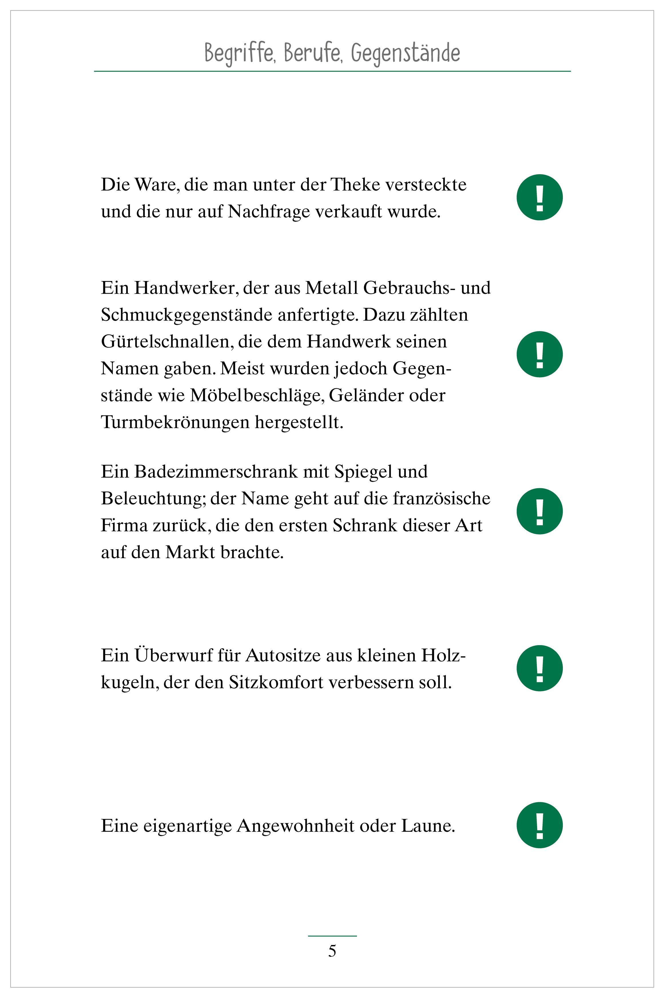 Beispielinhalt (Bild) Fast vergessene Begriffe. Das Gedächtnistraining-Quiz für Senioren. Ideal als Beschäftigung, Gedächtnistraining, Aktivierung bei Demenz.