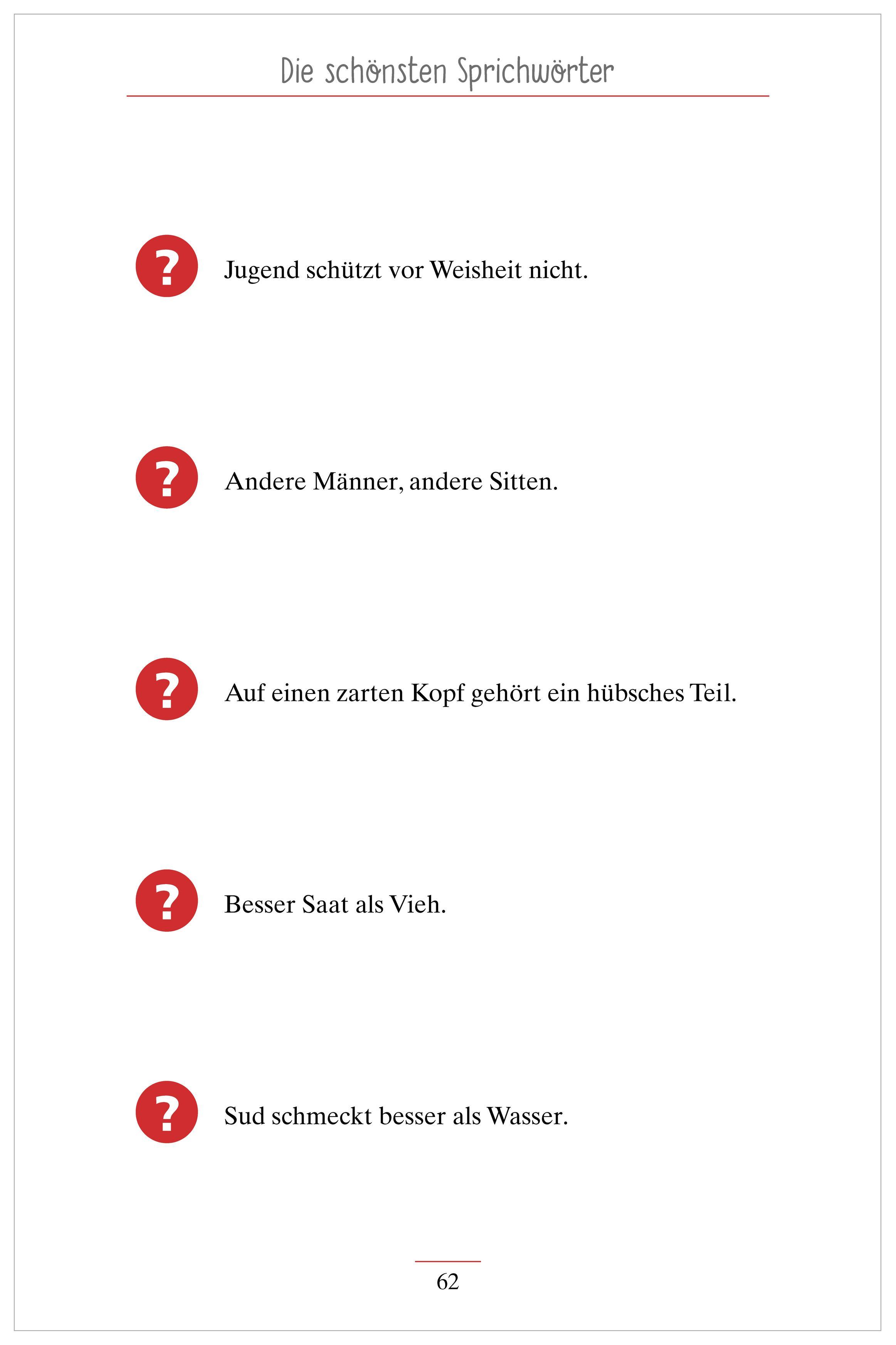Beispielinhalt (Bild) Beliebte Sprichwörter. Das Gedächtnistraining-Quiz für Senioren. Ideal als Beschäftigung, Gedächtnistraining, Aktivierung bei Demenz.
