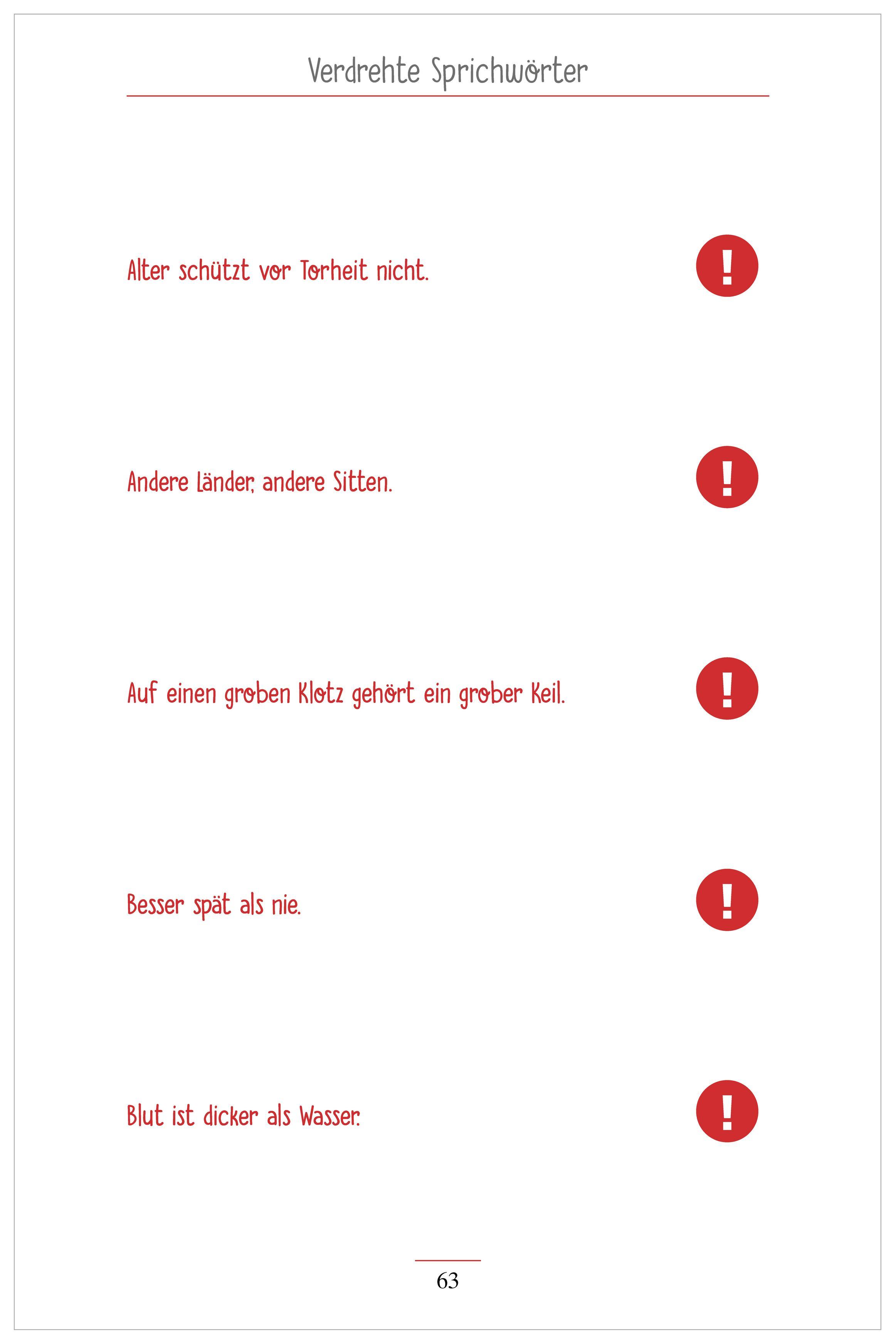 Beispielinhalt (Bild) Beliebte Sprichwörter. Das Gedächtnistraining-Quiz für Senioren. Ideal als Beschäftigung, Gedächtnistraining, Aktivierung bei Demenz.