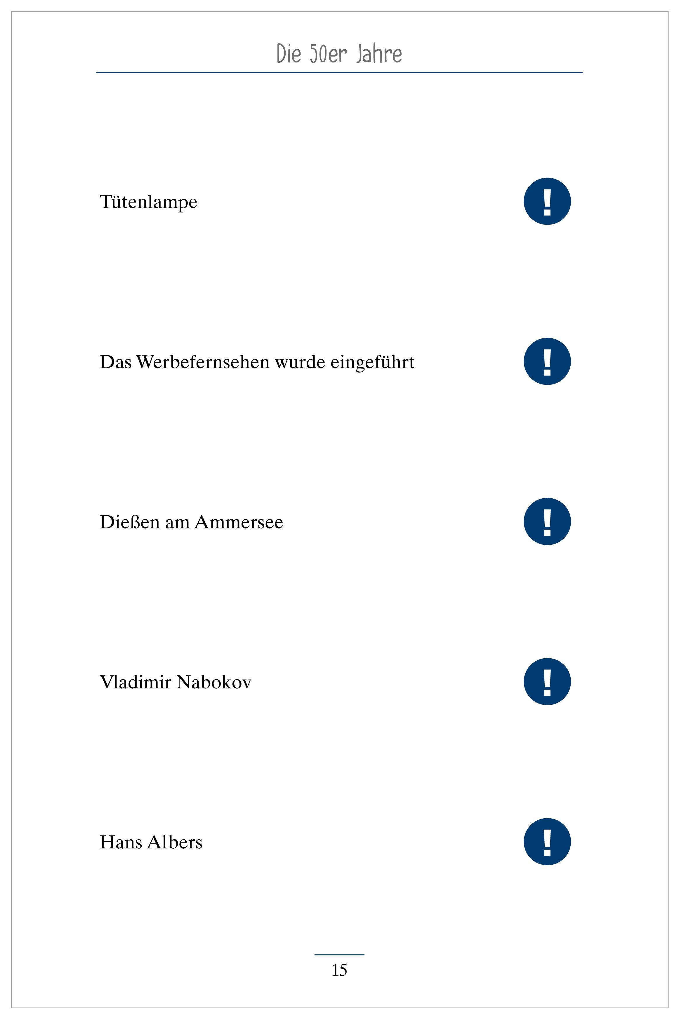Beispielinhalt (Bild) Allgemeinwissen. Das Gedächtnistraining-Quiz für Senioren. Ideal als Beschäftigung, Gedächtnistraining, Aktivierung bei Demenz.