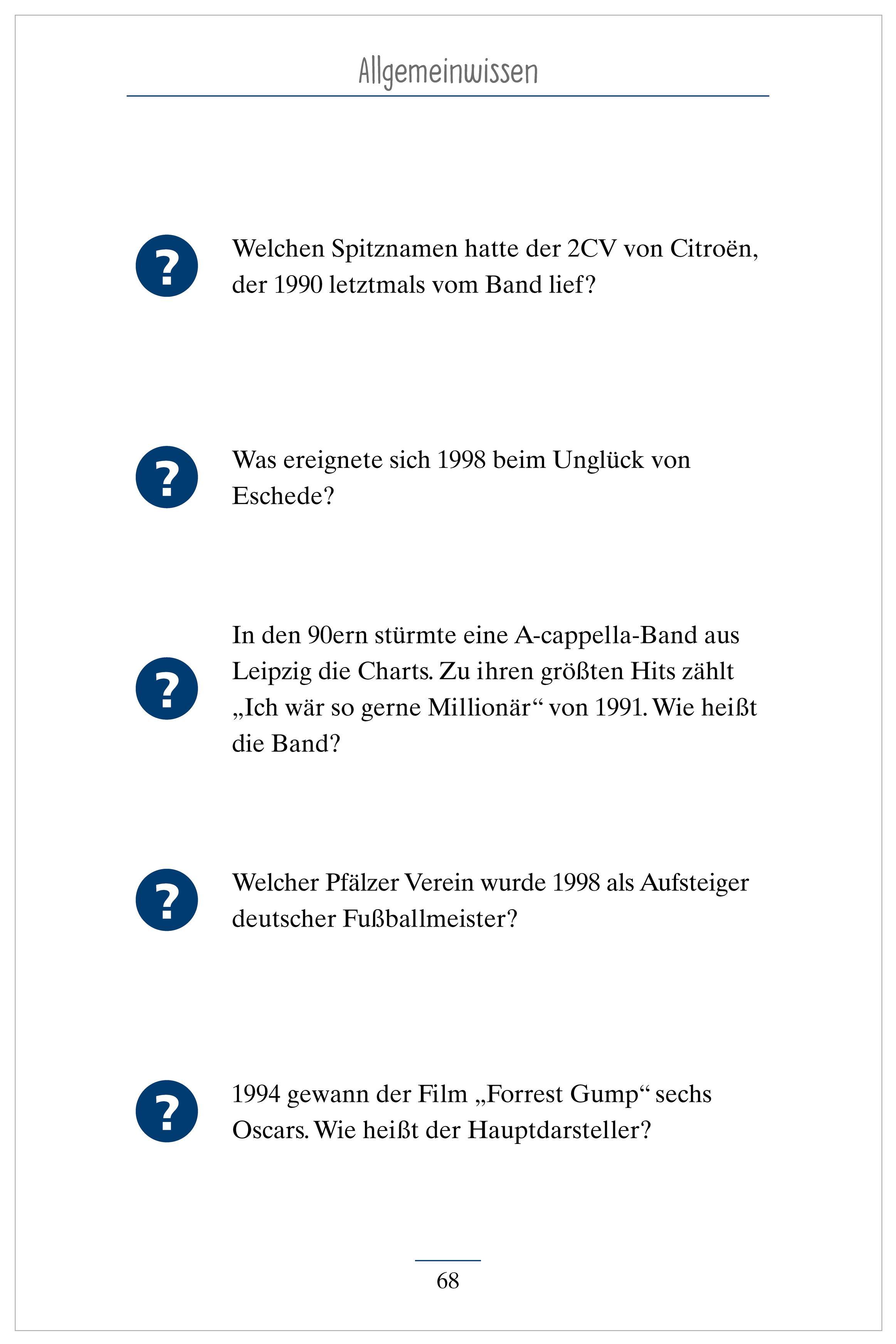 Beispielinhalt (Bild) Allgemeinwissen. Das Gedächtnistraining-Quiz für Senioren. Ideal als Beschäftigung, Gedächtnistraining, Aktivierung bei Demenz.