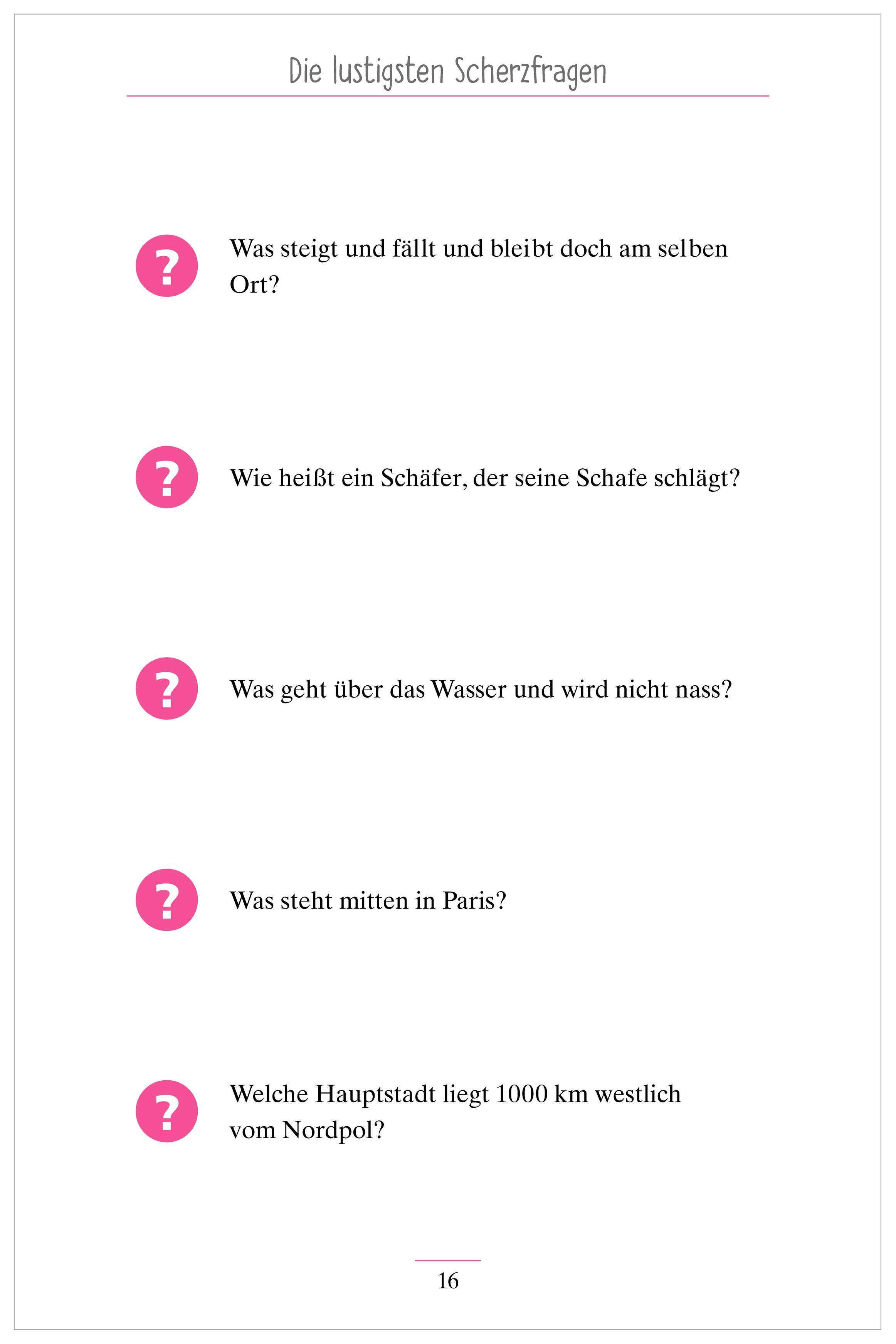 Beispielinhalt (Bild) Heitere Scherzfragen. Das Gedächtnistraining-Quiz für Senioren. Ideal als Beschäftigung, Gedächtnistraining, Aktivierung bei Demenz.