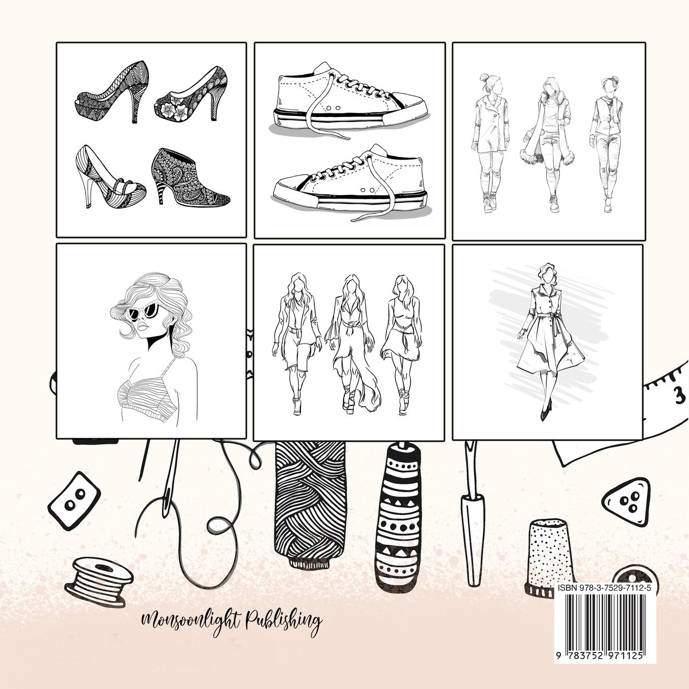 Rückseitencover Fashion coloring book for teenagers | Fashion Coloring Book Kids 10 up | Fashion Design Coloring Book for Girls Fashion Coloring