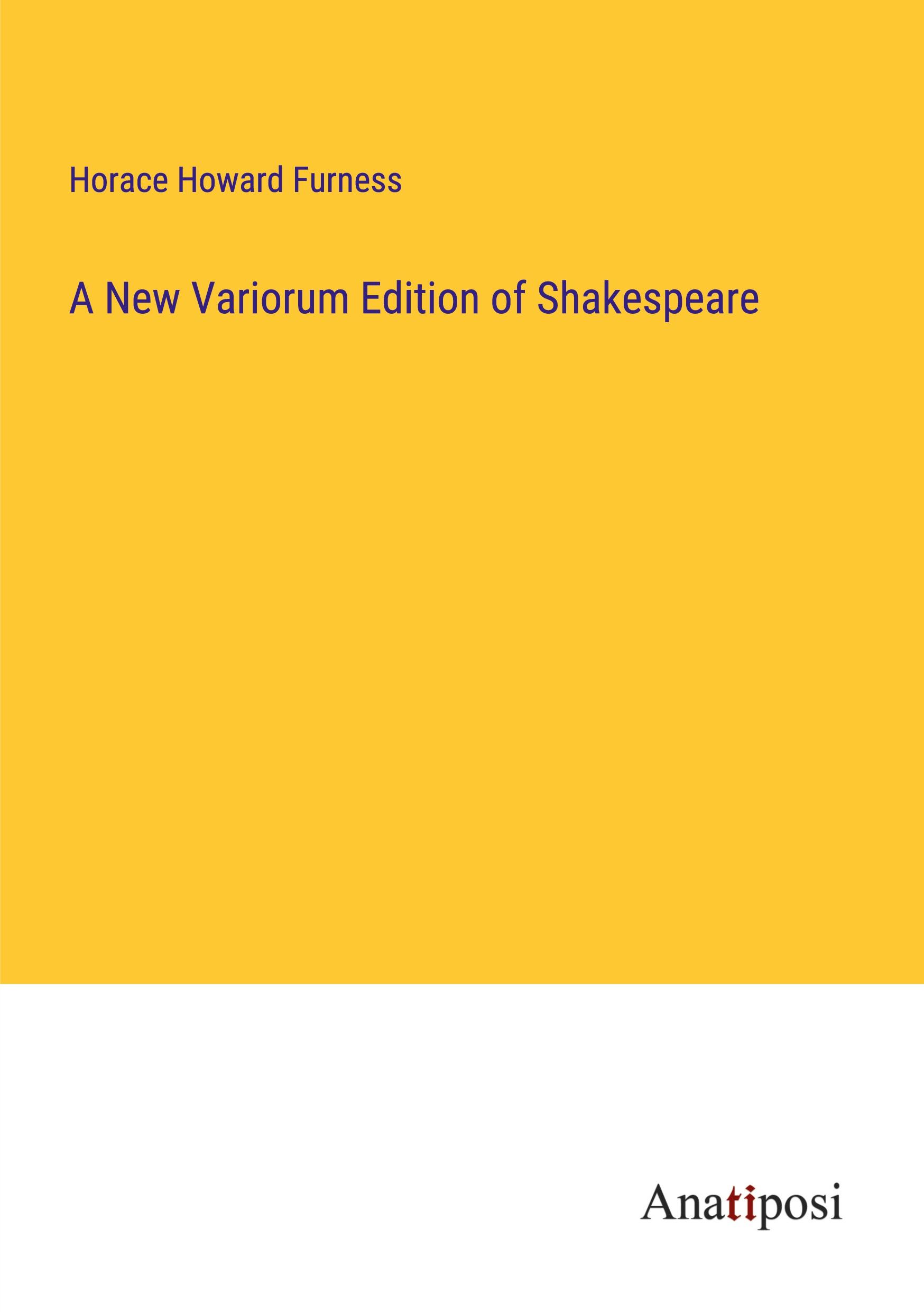 Vorderes Coverbild A New Variorum Edition of Shakespeare
