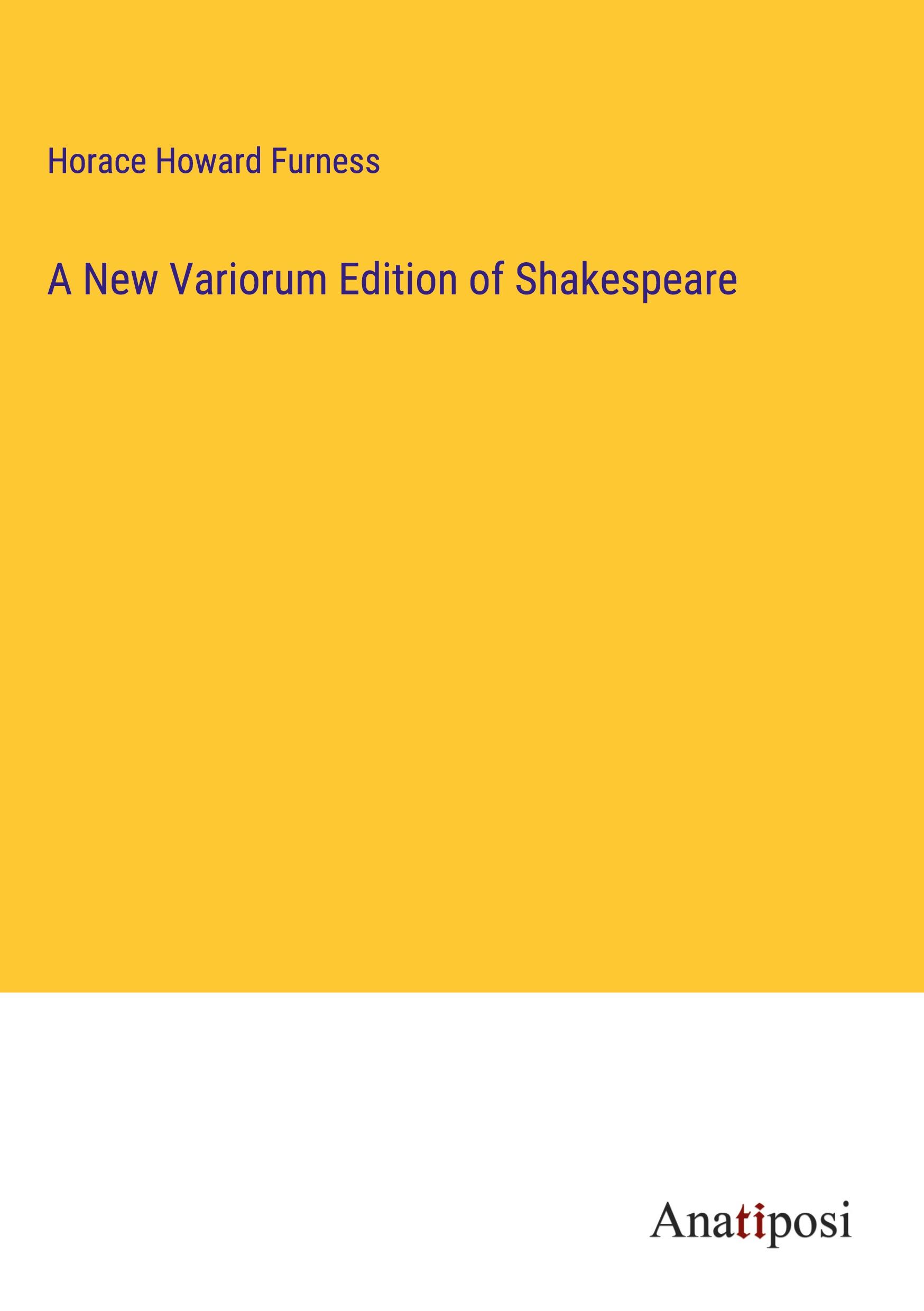Vorderes Coverbild A New Variorum Edition of Shakespeare
