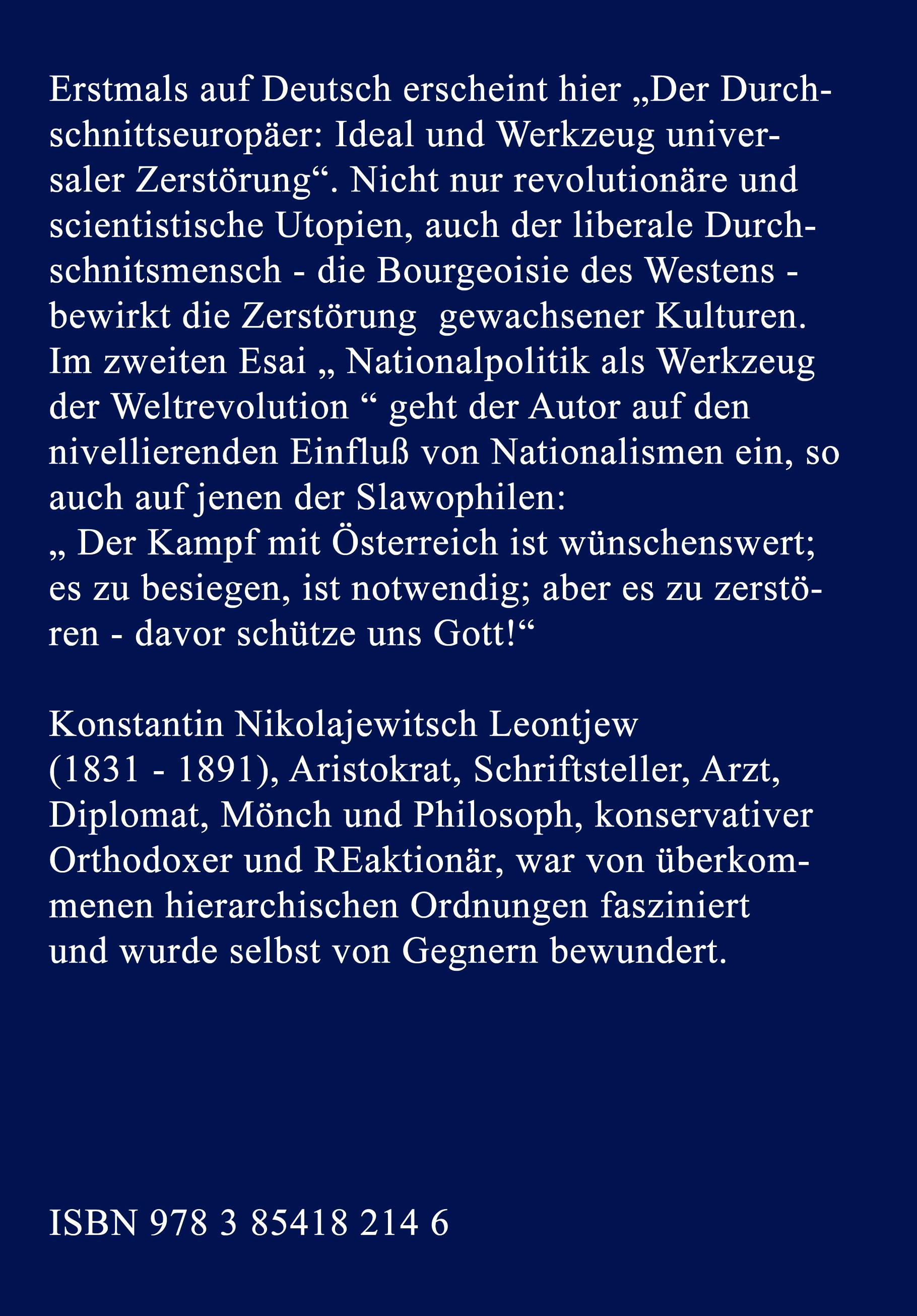 Rückseitencover Der Durchschnittseuropäer:
