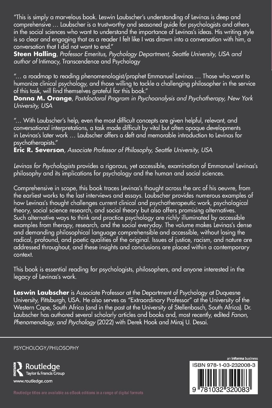 Rückseitencover Levinas for Psychologists