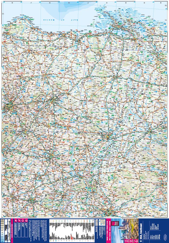 Beispielinhalt (Bild) Reise Know-How Landkarte USA 9 Südost 1 : 1.250.000: Missouri, Kentucky, West Virginia, South Carolina, ...