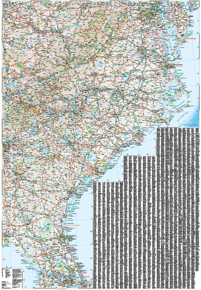 Beispielinhalt (Bild) Reise Know-How Landkarte USA 9 Südost 1 : 1.250.000: Missouri, Kentucky, West Virginia, South Carolina, ...