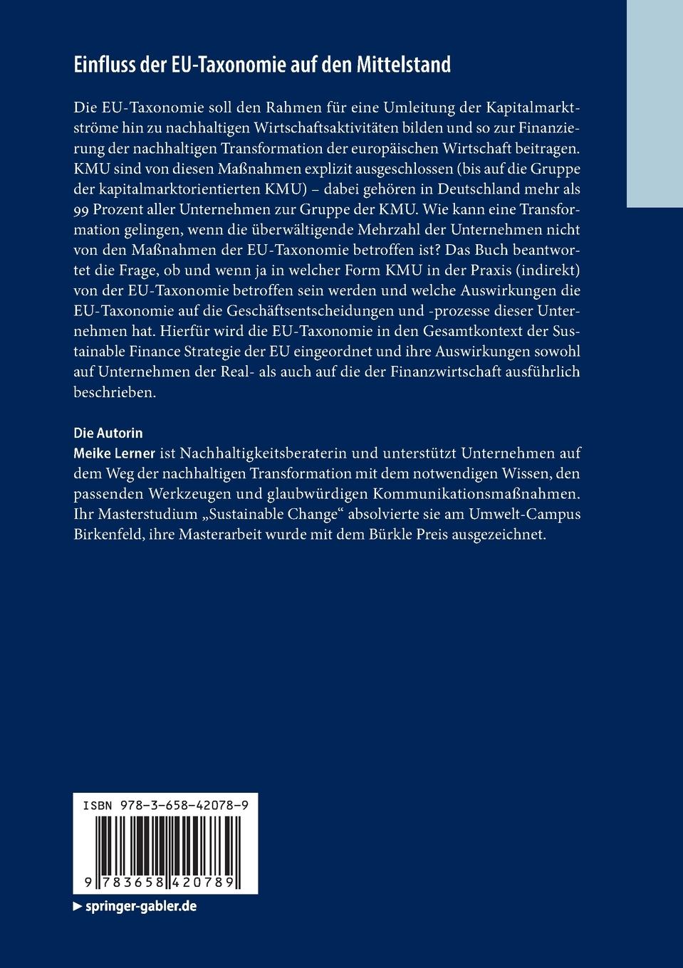Rückseitencover Einfluss der EU-Taxonomie auf den Mittelstand