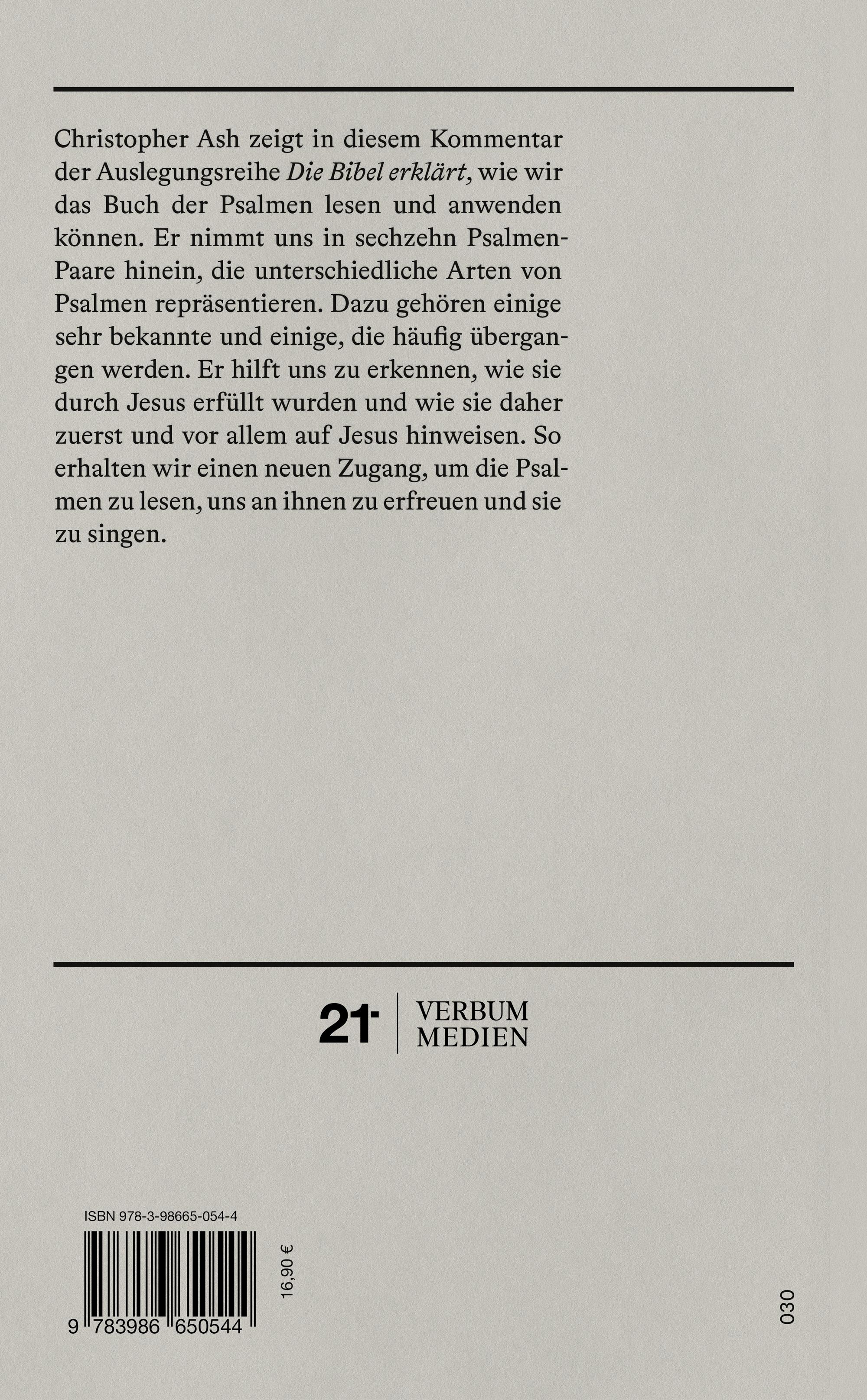 Rückseitencover Psalmen | Kommentar (Die Bibel erklärt)