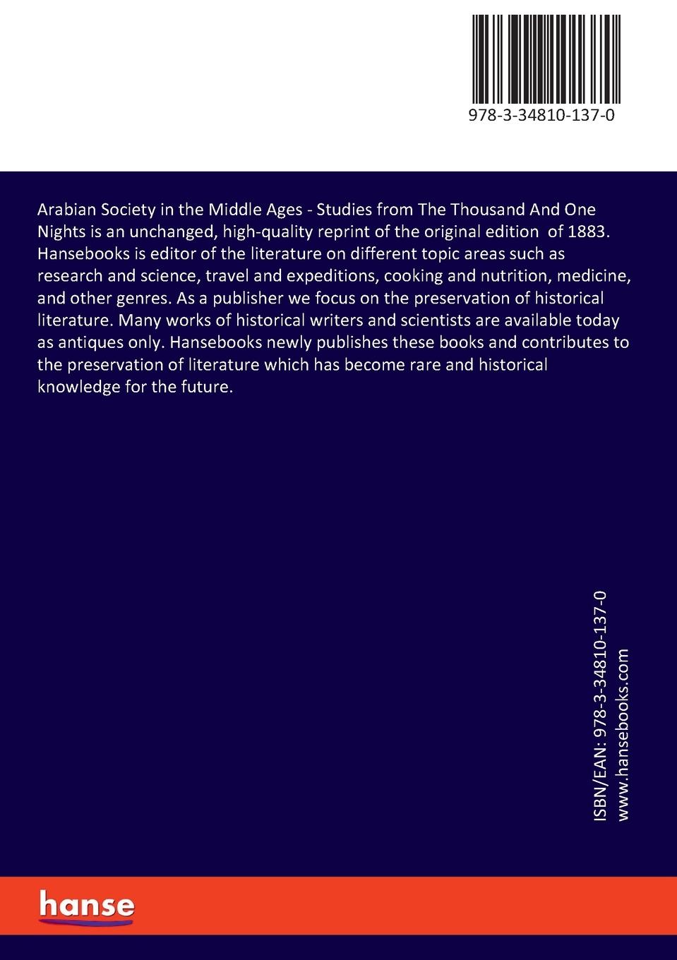 Rückseitencover Arabian Society in the Middle Ages