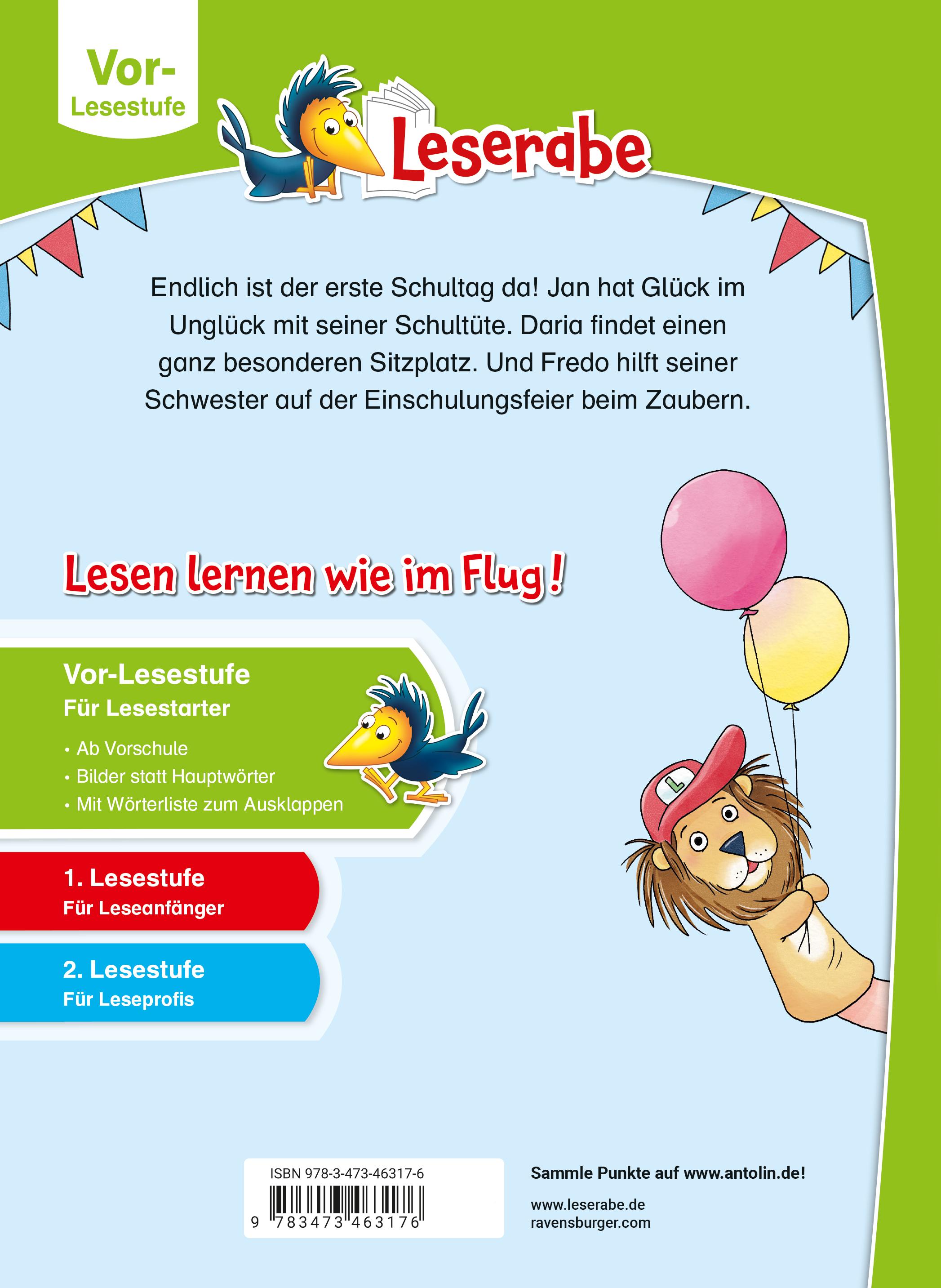 Rückseitencover Leserabe Vor-Lesestufe - Lustige Geschichten vom 1. Schultag