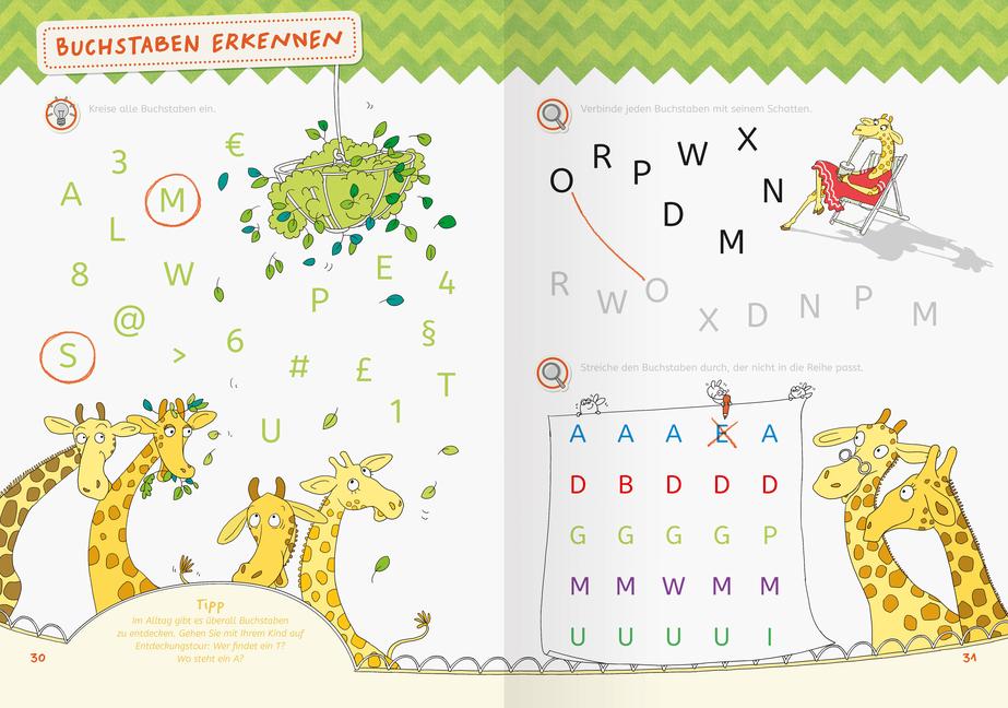 Beispielinhalt (Bild) Mein großes Vorschulbuch: Buchstaben Zahlen Konzentration