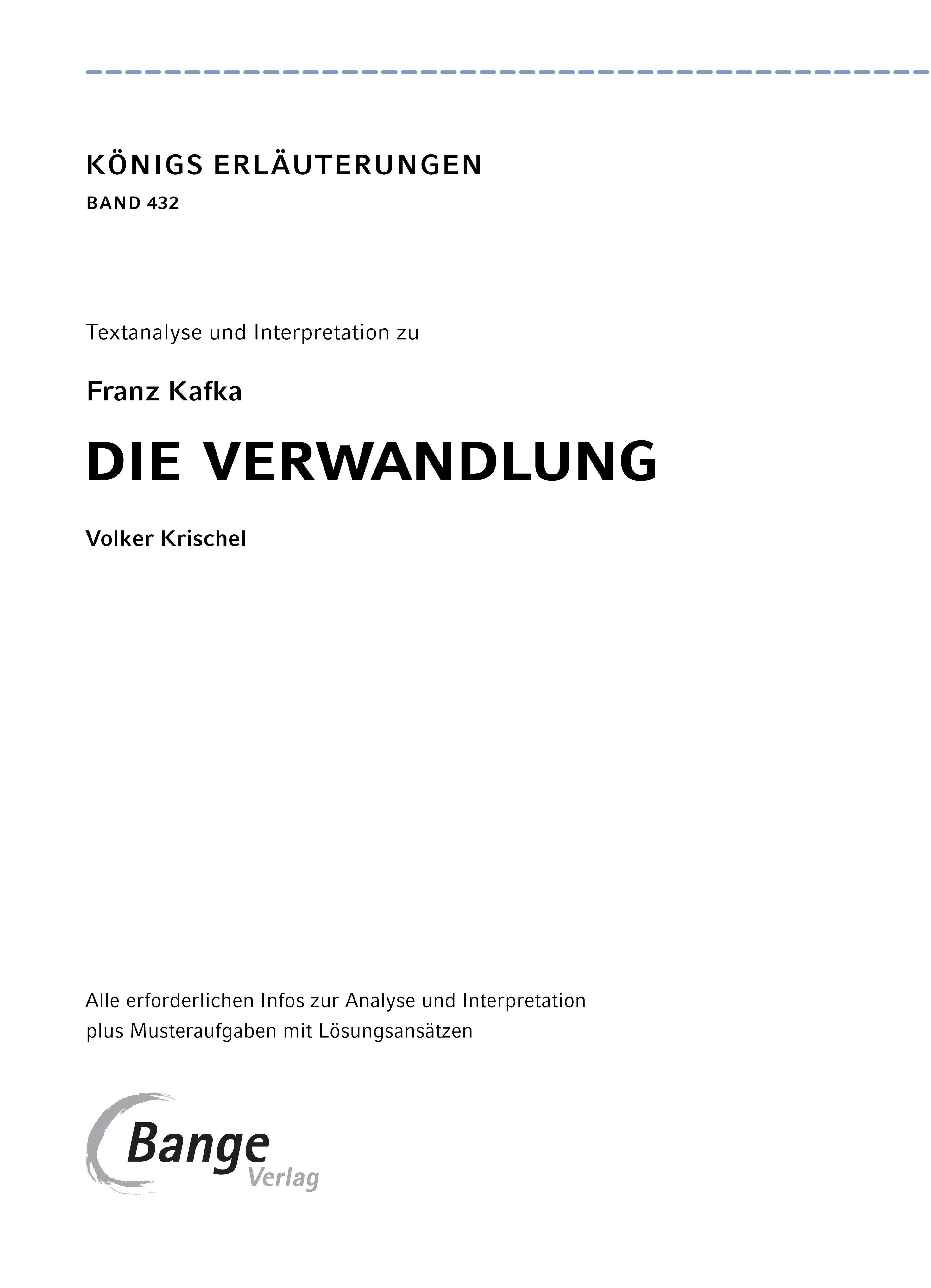 Beispielinhalt (Bild) Die Verwandlung - Textanalyse und Interpretation