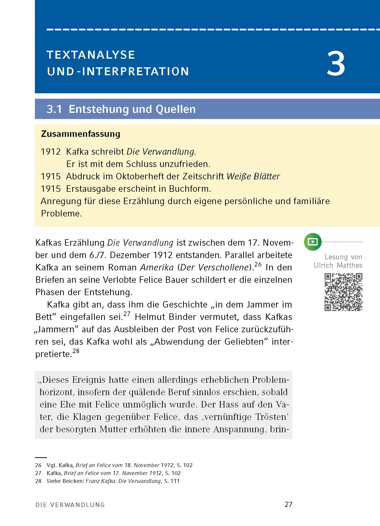 Beispielinhalt (Bild) Die Verwandlung - Textanalyse und Interpretation