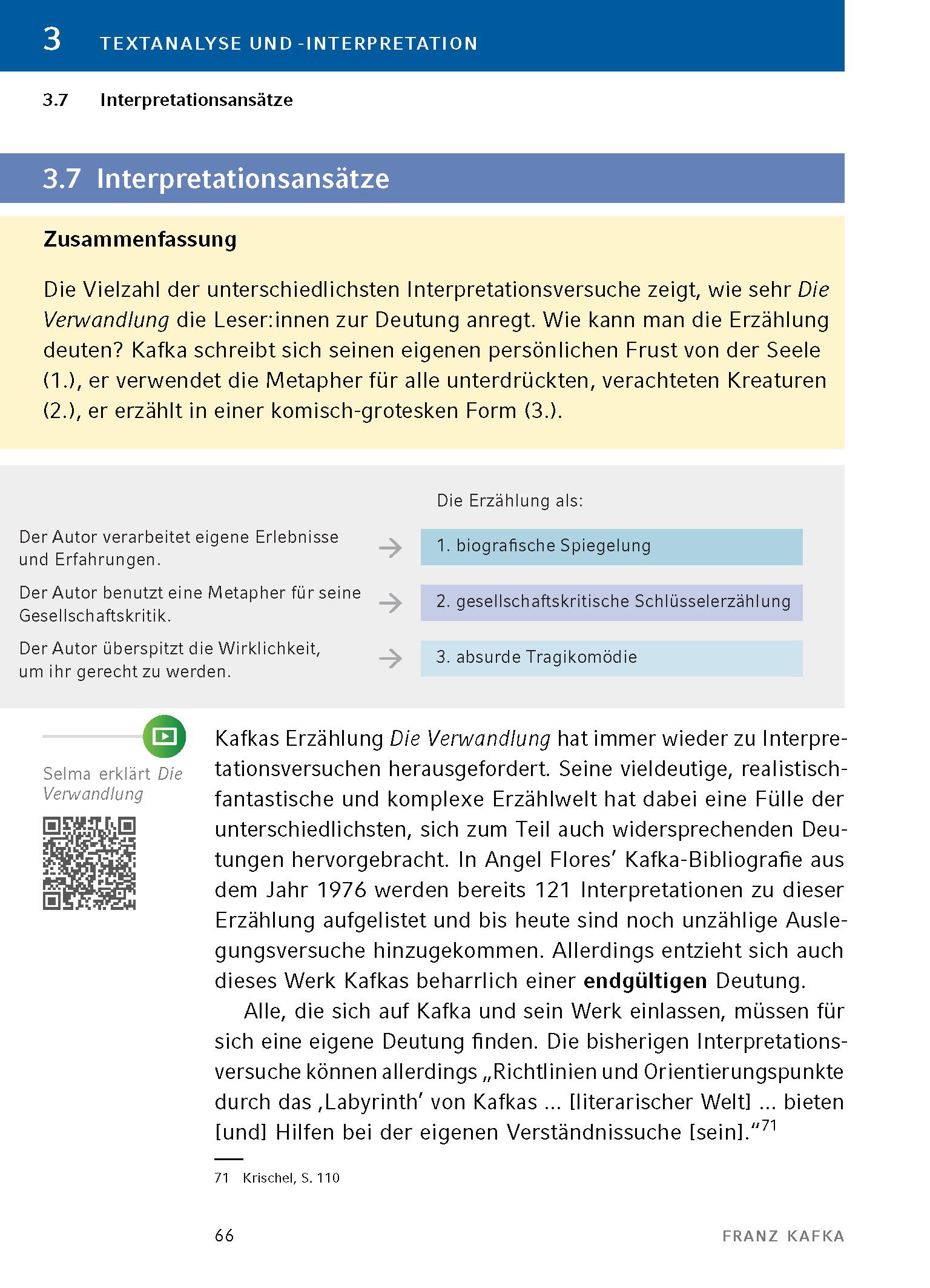 Beispielinhalt (Bild) Die Verwandlung - Textanalyse und Interpretation