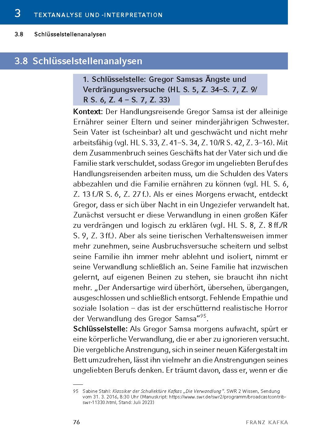 Beispielinhalt (Bild) Die Verwandlung - Textanalyse und Interpretation