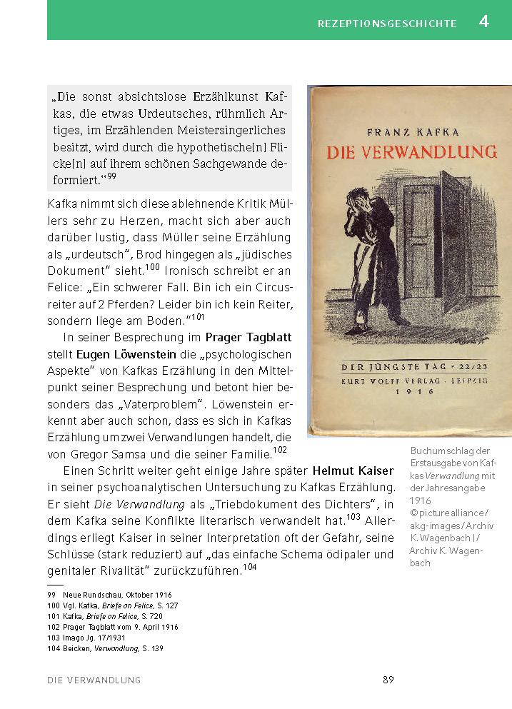 Beispielinhalt (Bild) Die Verwandlung - Textanalyse und Interpretation