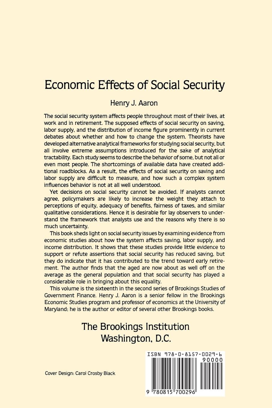 Rückseitencover Economic Effects of Social Security