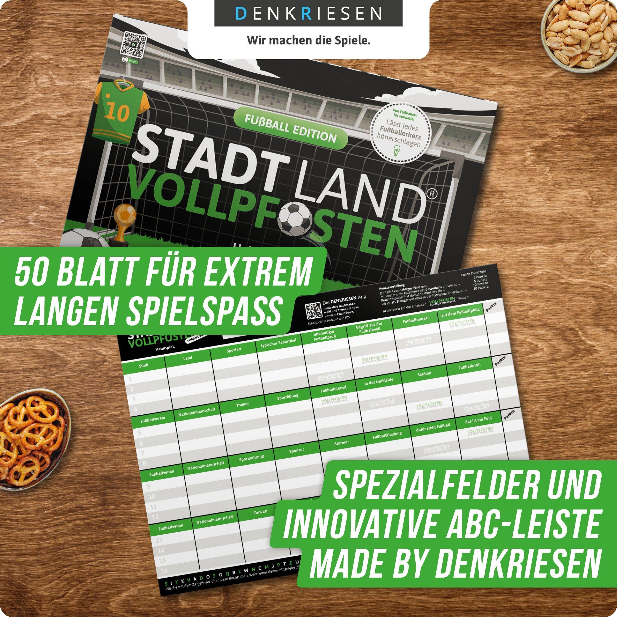 Beispielinhalt (Bild) DENKRIESEN - STADT LAND VOLLPFOSTEN® - FUßBALL EDITION - "Heimspiel." - A4