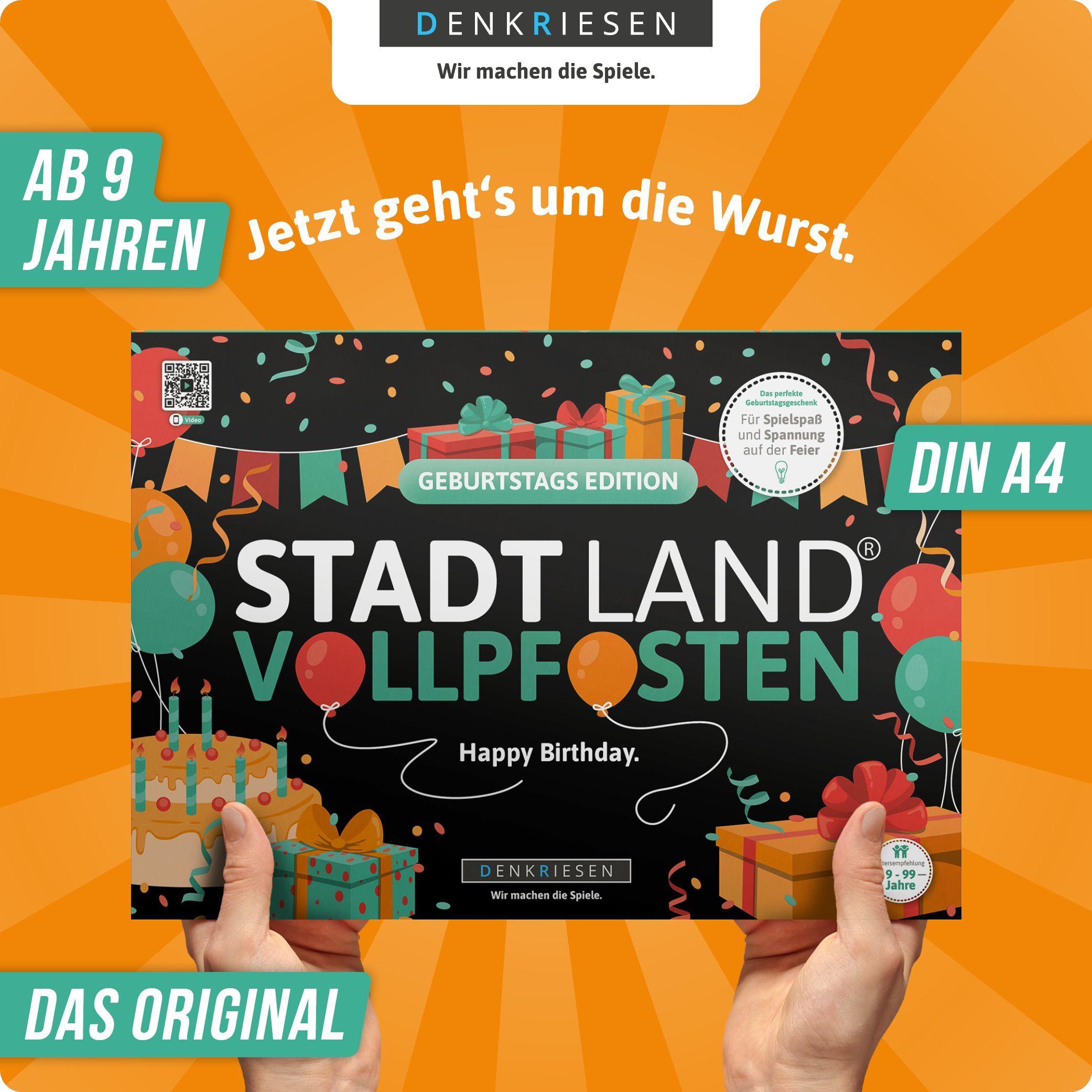Beispielinhalt (Bild) DENKRIESEN - STADT LAND VOLLPFOSTEN® - GEBURTSTAGS EDITION - "Happy Birthday." - A4