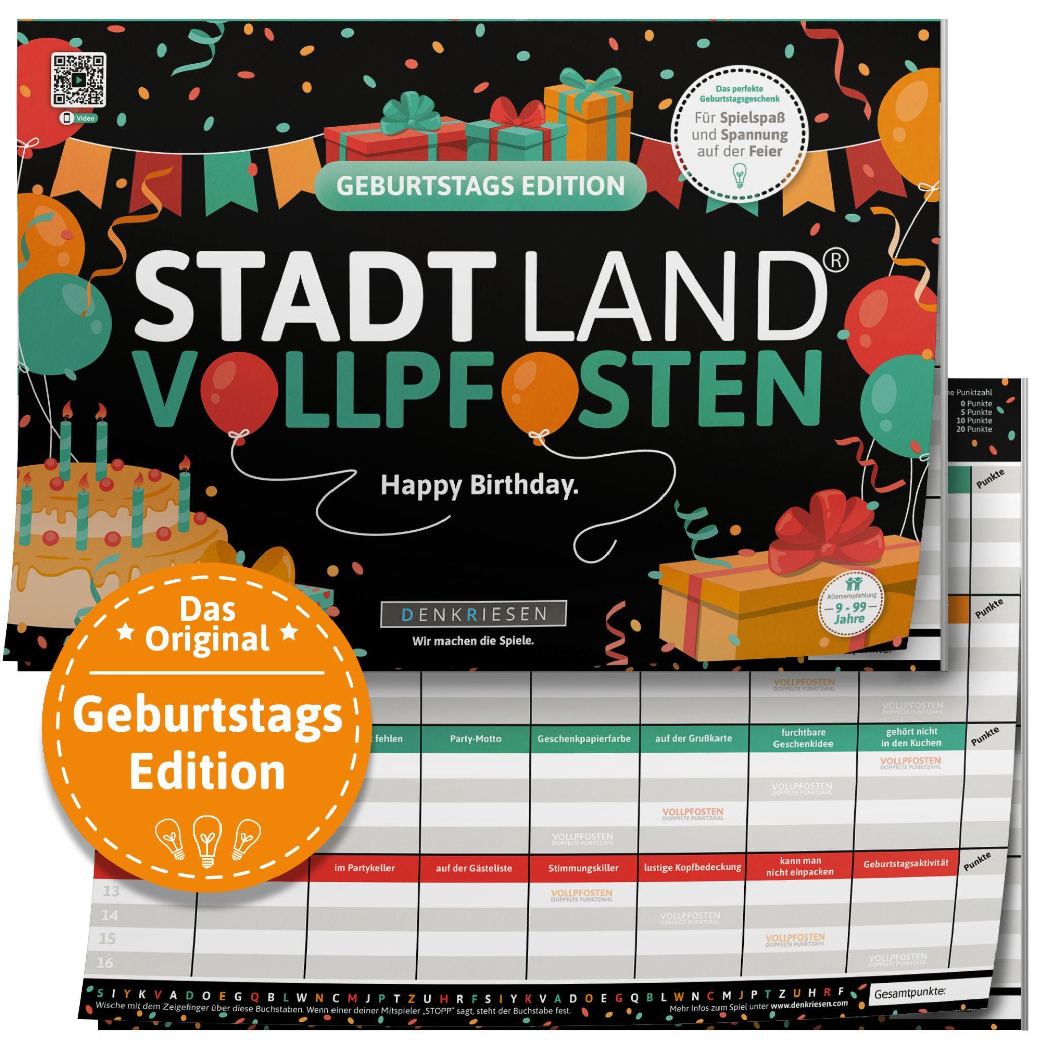 Vorderes Coverbild DENKRIESEN - STADT LAND VOLLPFOSTEN® - GEBURTSTAGS EDITION - "Happy Birthday." - A4