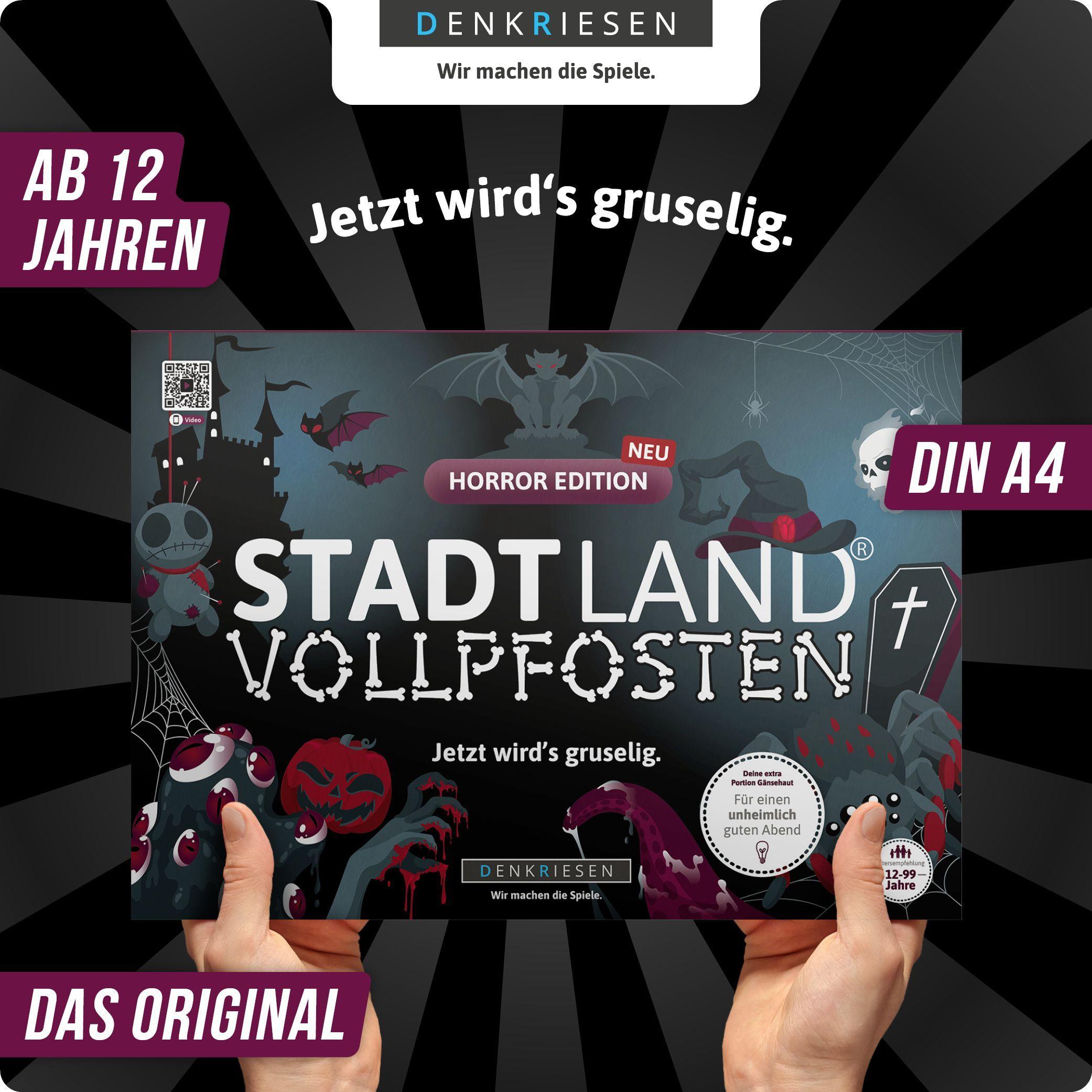 Beispielinhalt (Bild) DENKRIESEN - STADT LAND VOLLPFOSTEN® - HORROR EDITION - "Jetzt wird's gruselig." - A4