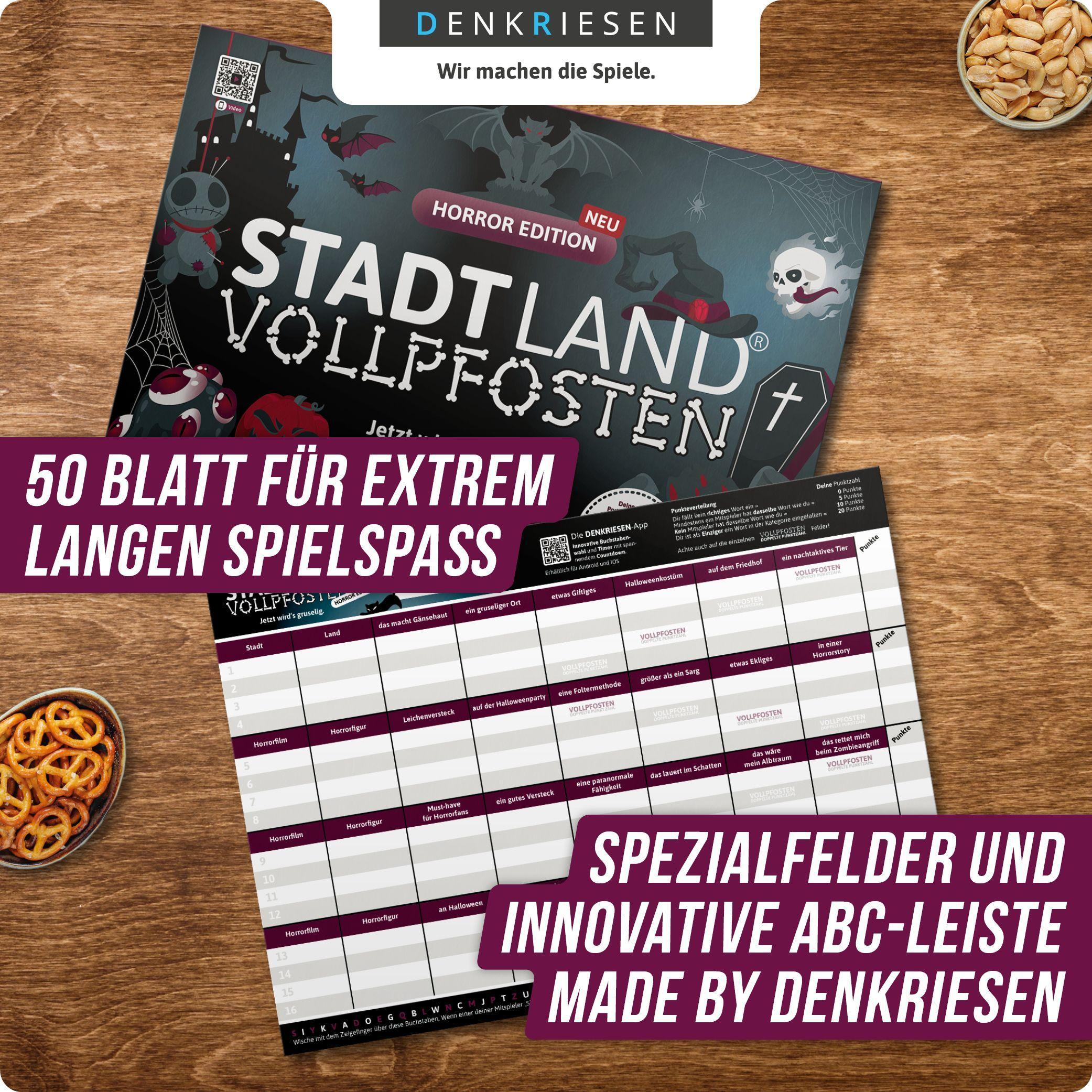 Beispielinhalt (Bild) DENKRIESEN - STADT LAND VOLLPFOSTEN® - HORROR EDITION - "Jetzt wird's gruselig." - A4