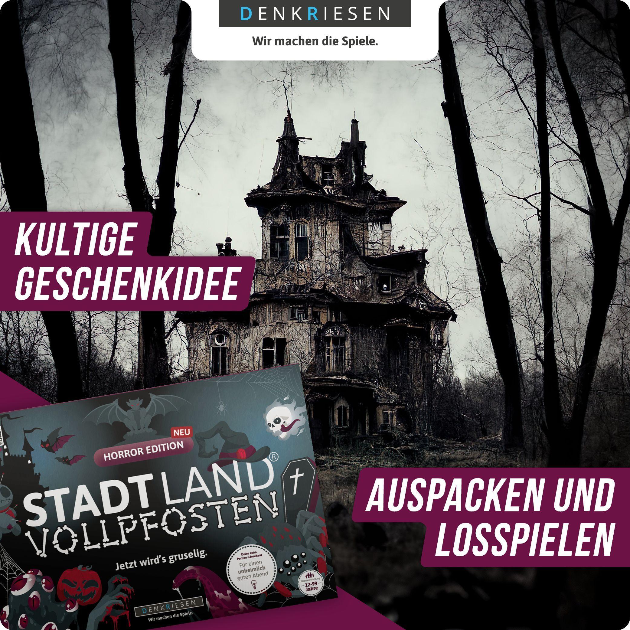 Beispielinhalt (Bild) DENKRIESEN - STADT LAND VOLLPFOSTEN® - HORROR EDITION - "Jetzt wird's gruselig." - A4