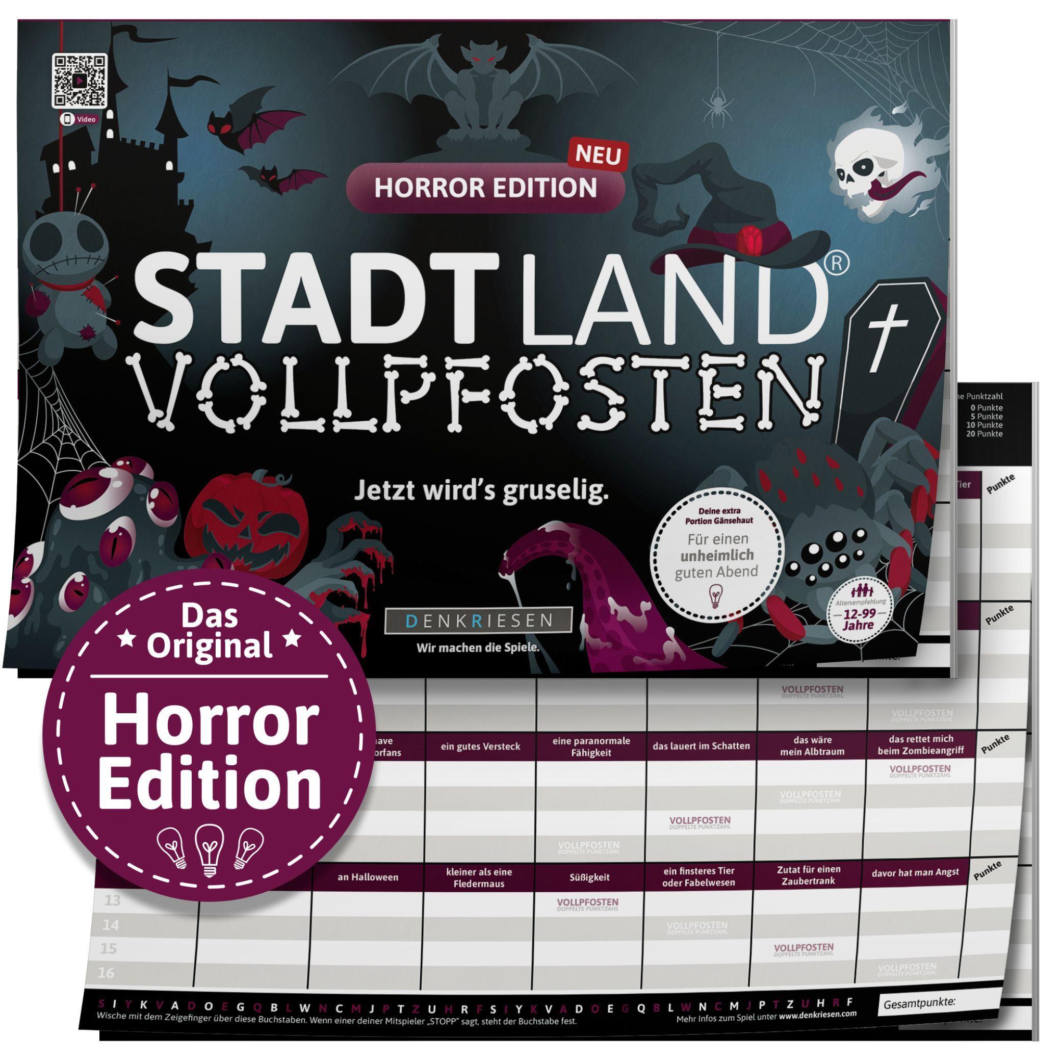 Vorderes Coverbild DENKRIESEN - STADT LAND VOLLPFOSTEN® - HORROR EDITION - "Jetzt wird's gruselig." - A4